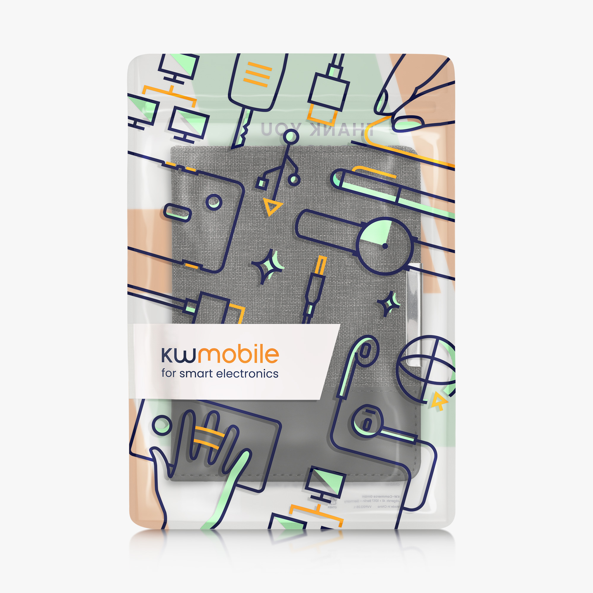 Pu kožené canvas pouzdro na čtečku Kobo Aura Edition 2 antracitovo-černé se stojánkem