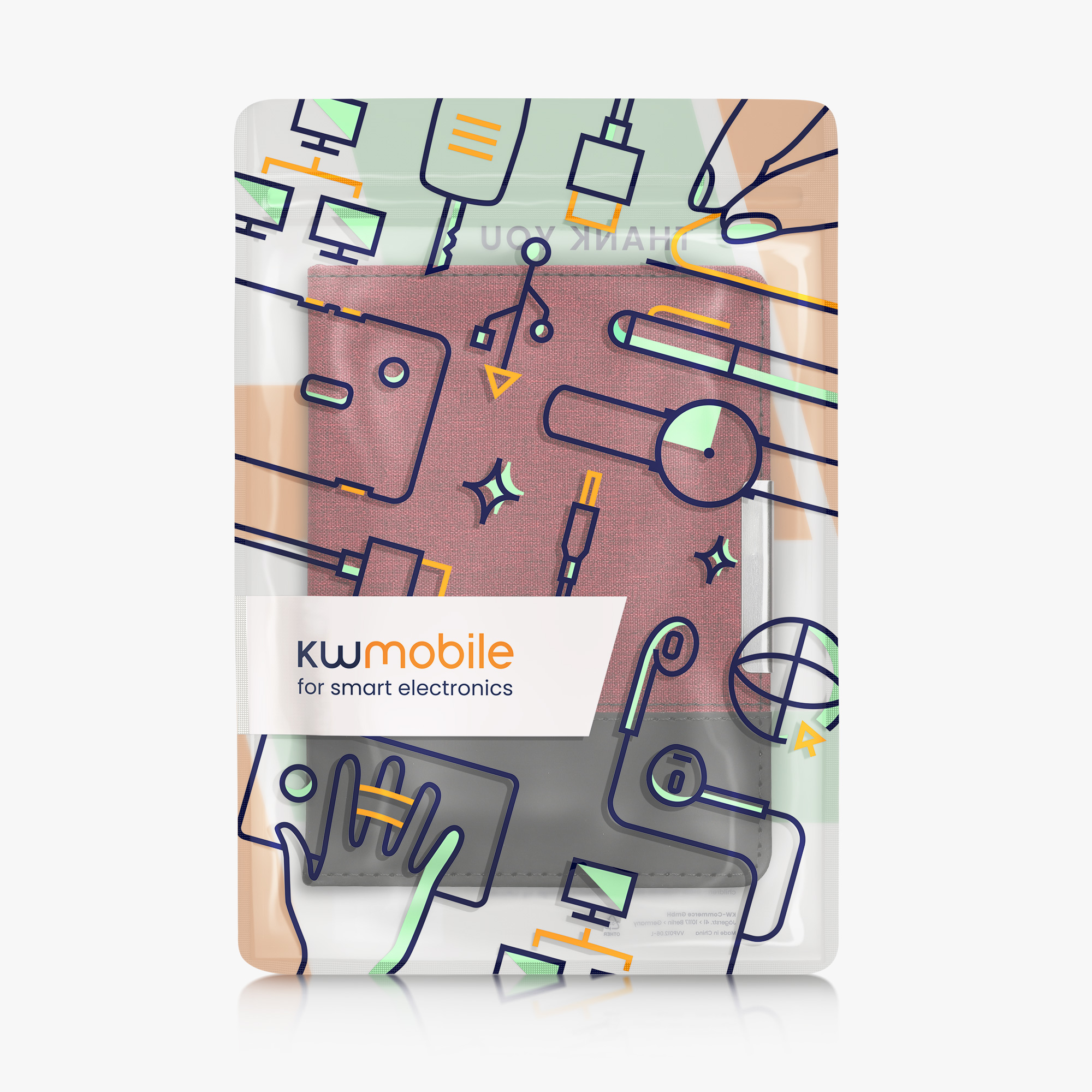 Pu kožené canvas pouzdro na čtečku Kobo Aura Edition 2 tmavě červeno-černé se stojánkem