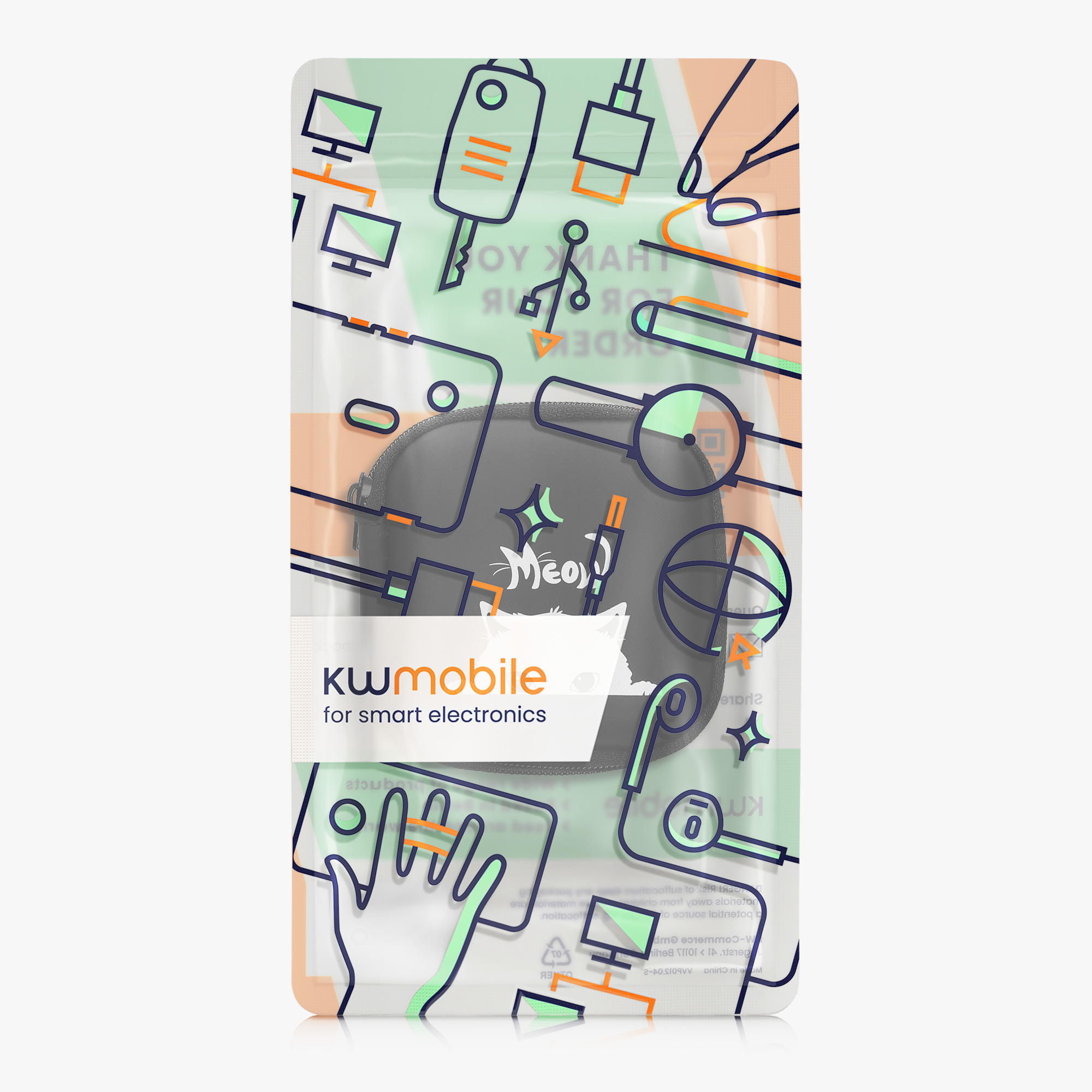Pouzdro na sluchátka kwmobile - šedá / černá