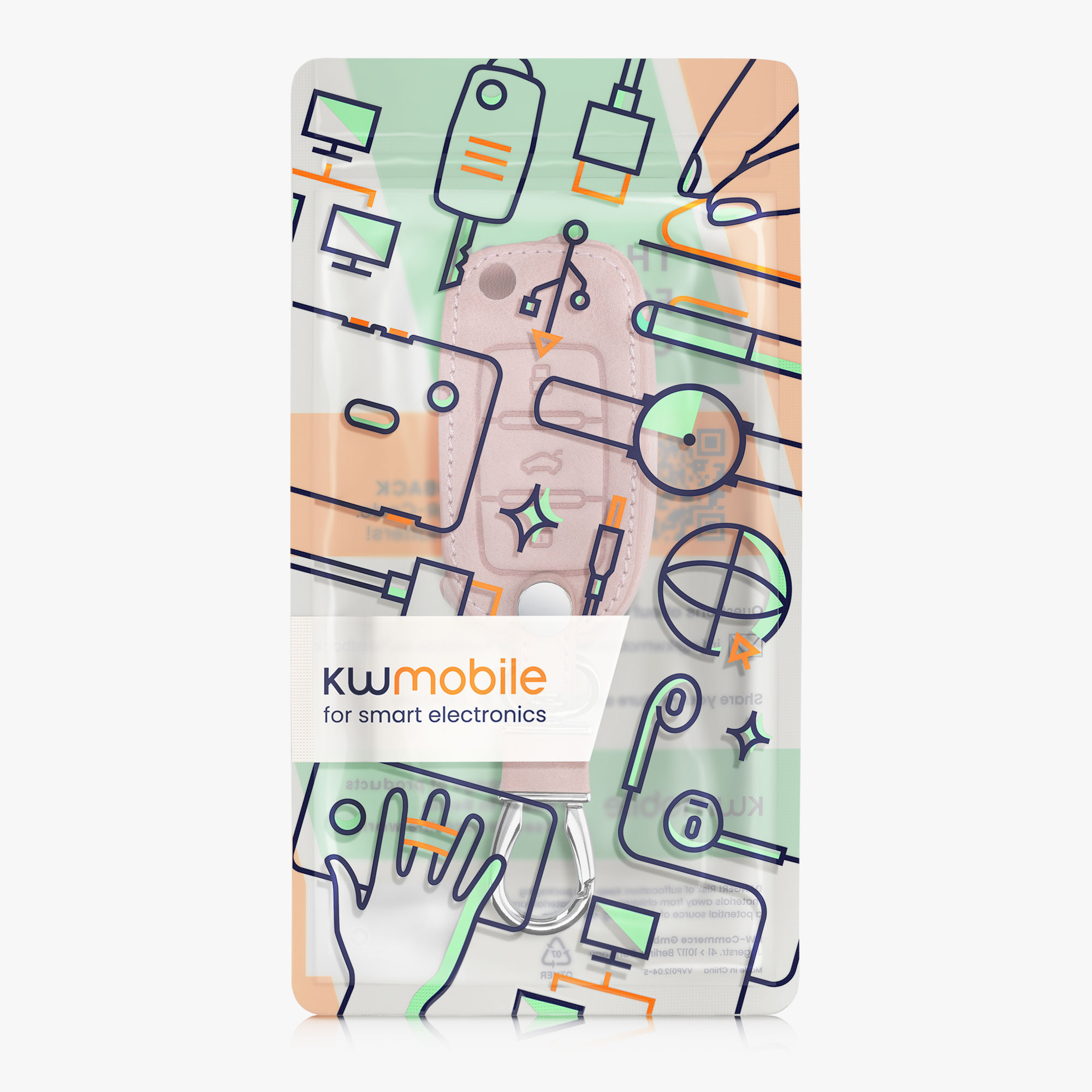 Pouzdro na klíč od auta kwmobile pro VW / Škoda / SEAT 3 tlačítkový klíč - růžově zlatá