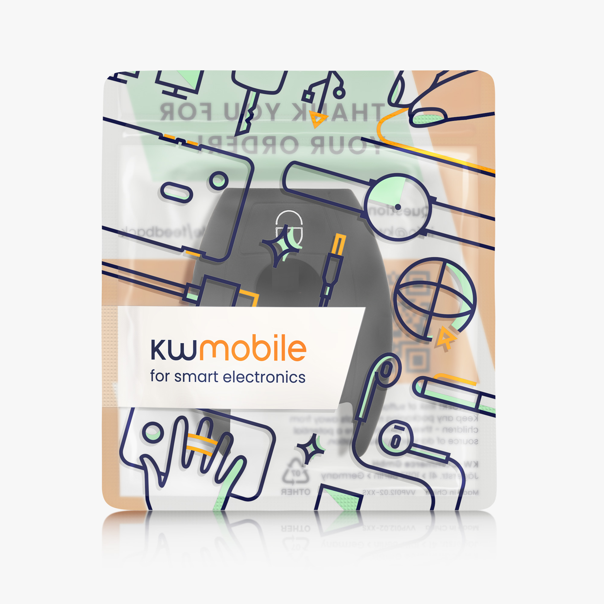 Pouzdro na klíč od auta Mercedes-Benz 2 tlačítka - kwmobile - černá/modrá