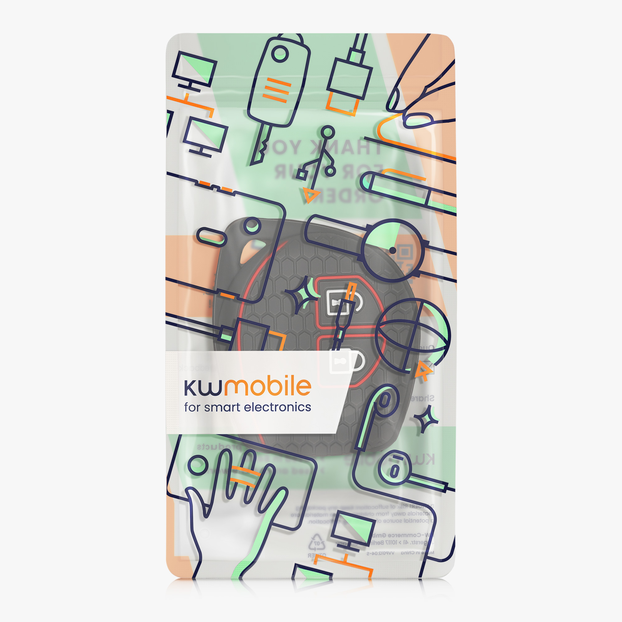 Pouzdro na klíč od auta Suzuki 2 Button kwmobile - černá matná / červená