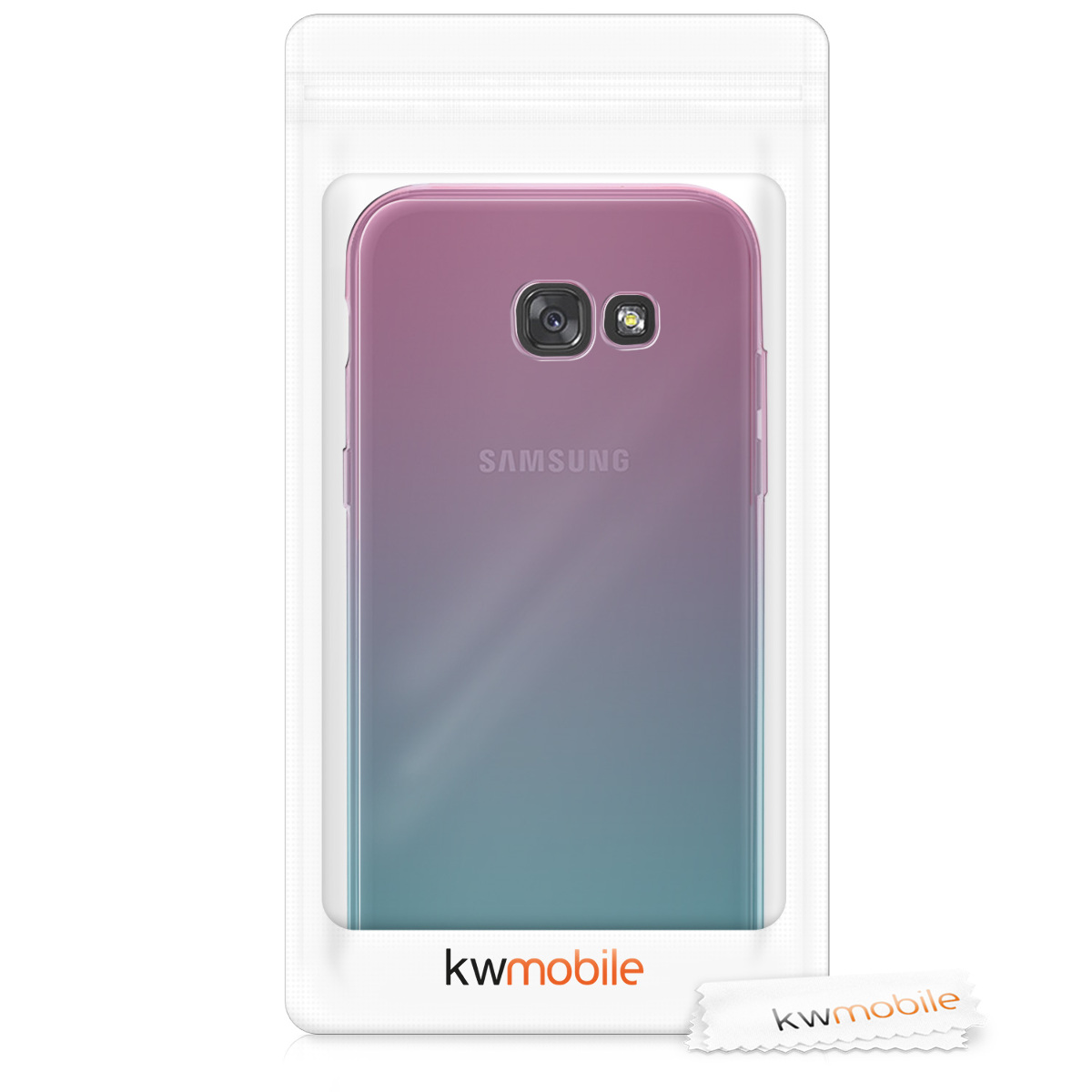 Průhledný gradient kryt na mobil Samsung Galaxy A5 (2017) kwmobile bicolor Bicolor - tmavě růžová / modrá / transparentní