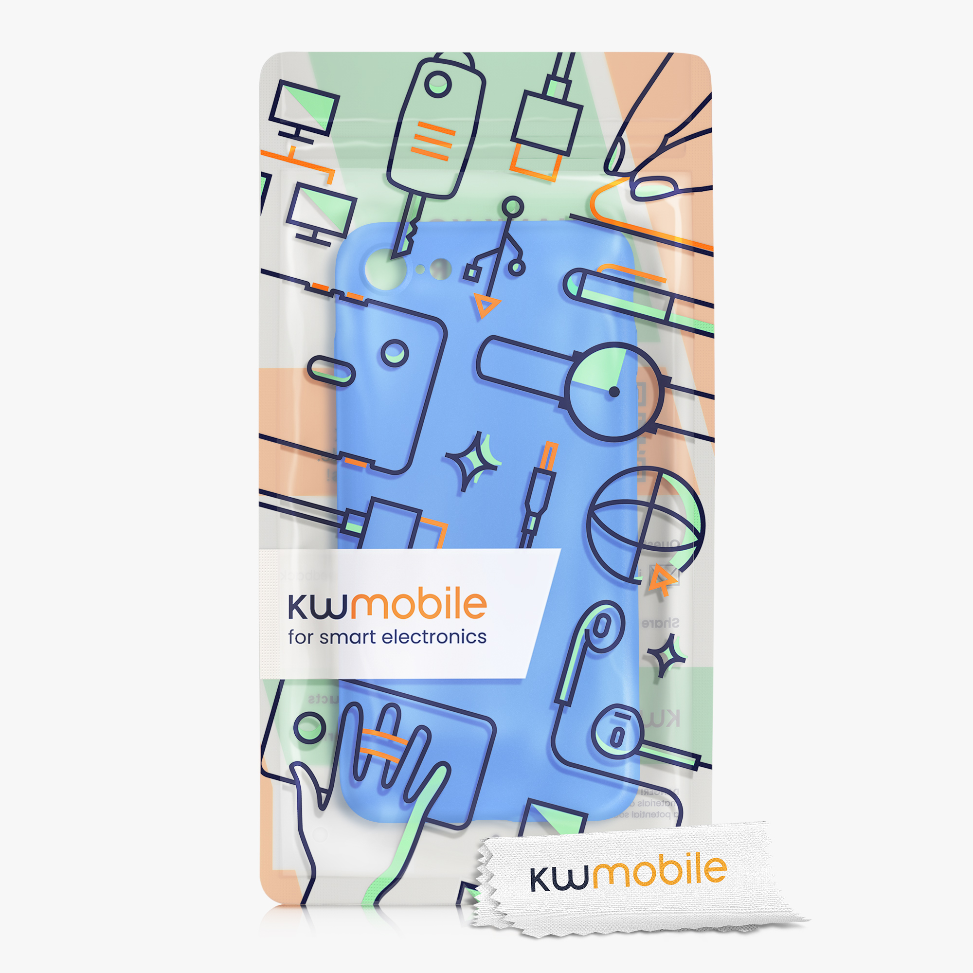 Silikonový TPU kryt kwmobile pro iPhone SE 2022/2020/8/7 - neonově modrá