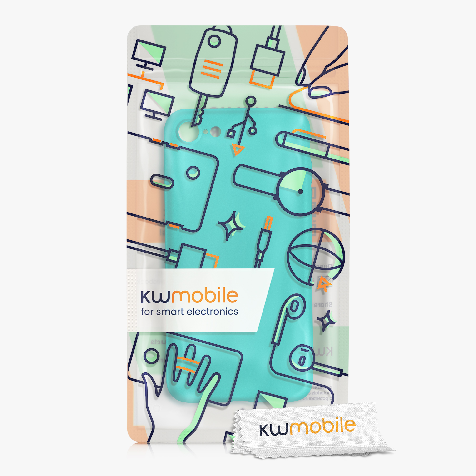 Silikonový TPU kryt kwmobile pro iPhone SE 2022/2020/8/7 - neonově tyrkysová