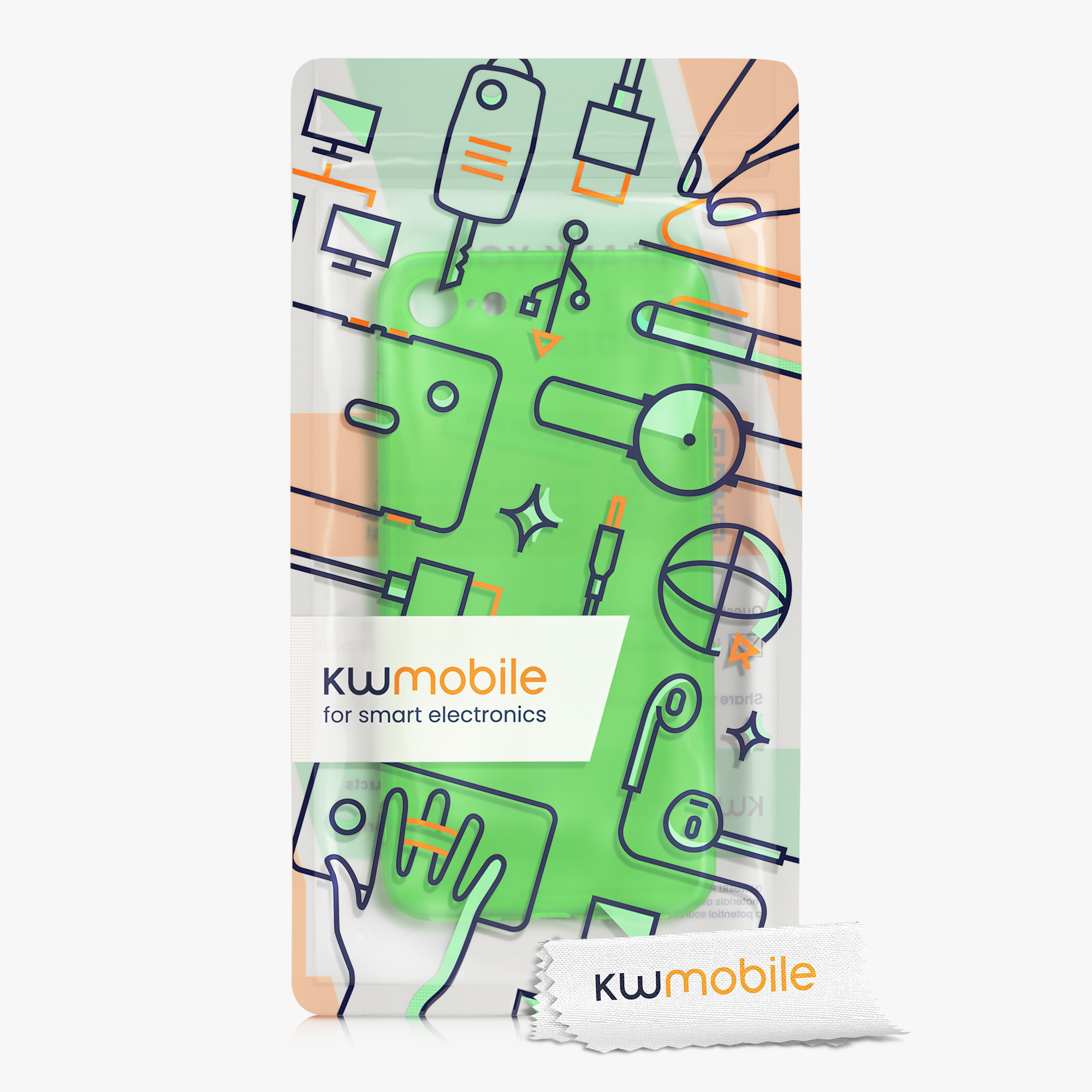 Silikonový TPU kryt kwmobile pro iPhone SE 2022/2020/8/7 - neonově zelená