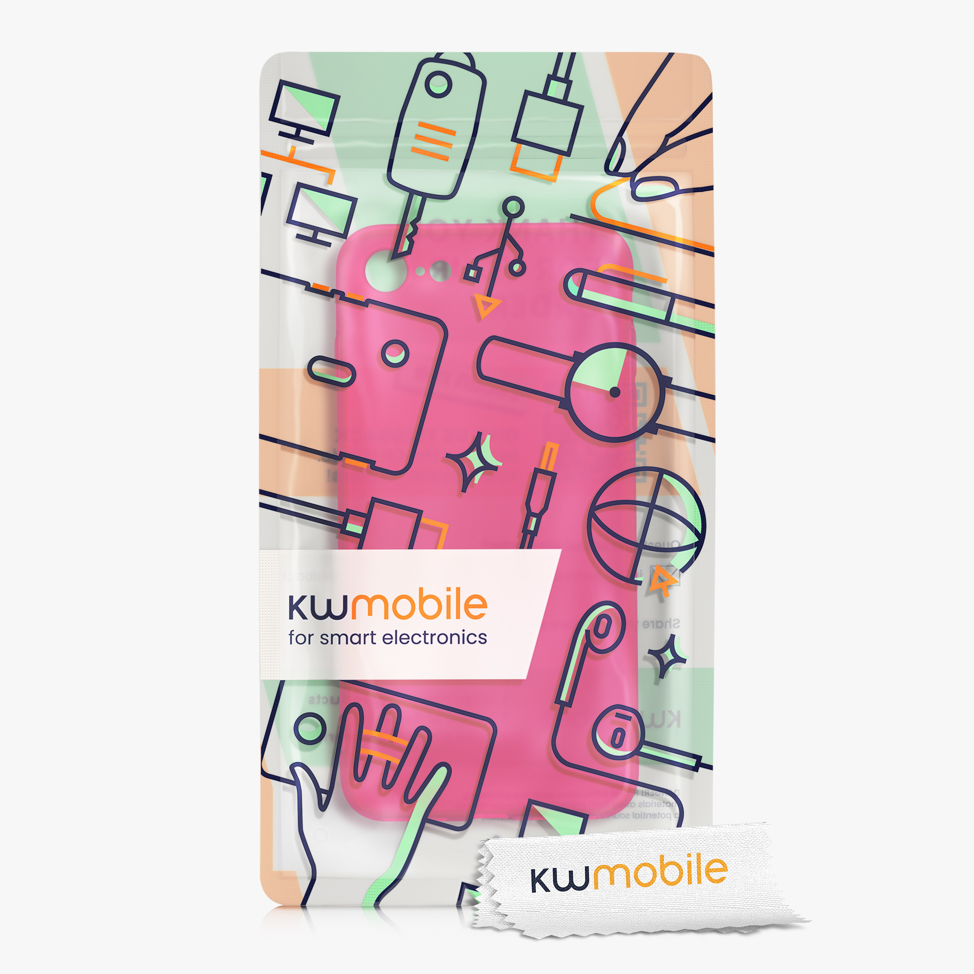 Silikonový TPU kryt kwmobile pro iPhone SE 2022/2020/8/7 - neonově růžová