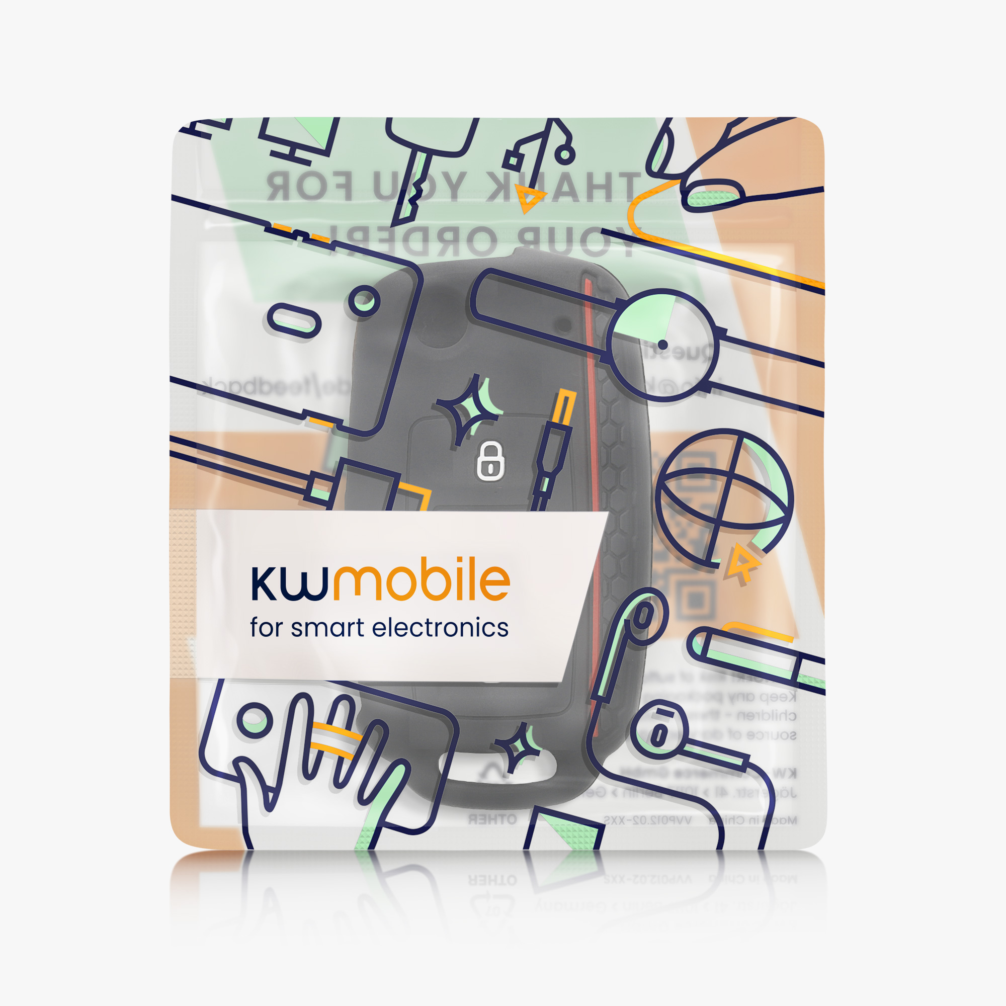 Pouzdro na klíč od auta kwmobile pro VW / Škoda / SEAT 3 tlačítkový klíč - černá / červená