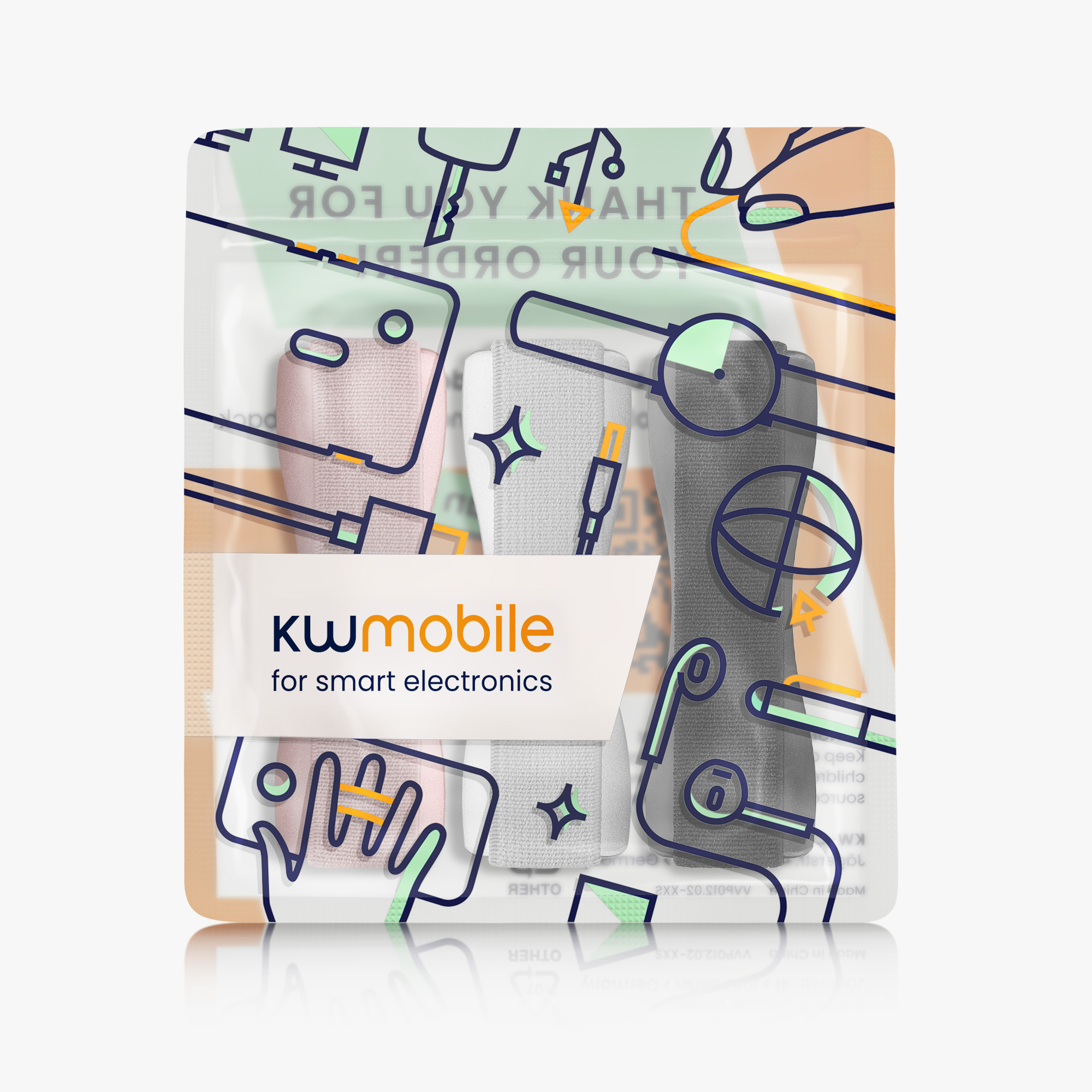 3x Řemínek Phones kwmobile - černá / stříbrná / růžově zlatá