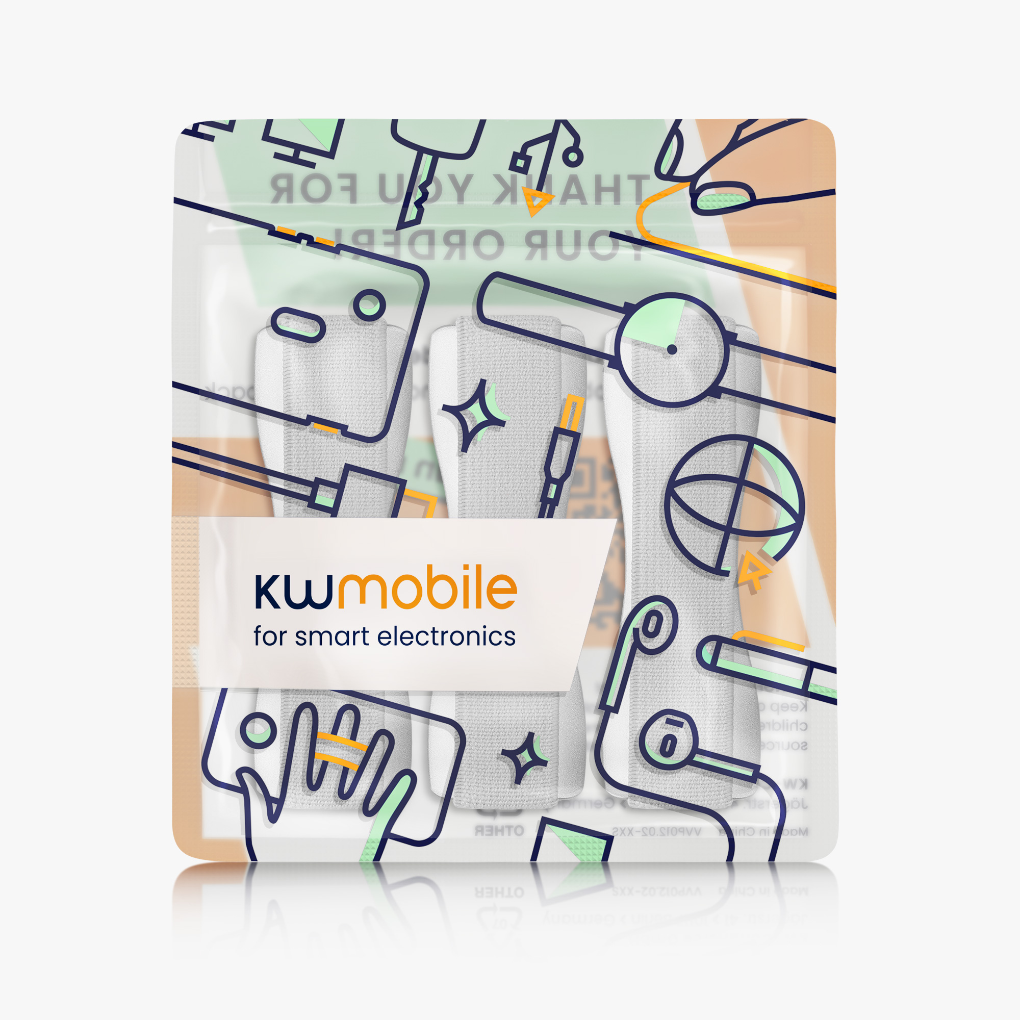 Držáky na prst kwmobile pro smartphone, stříbrná
