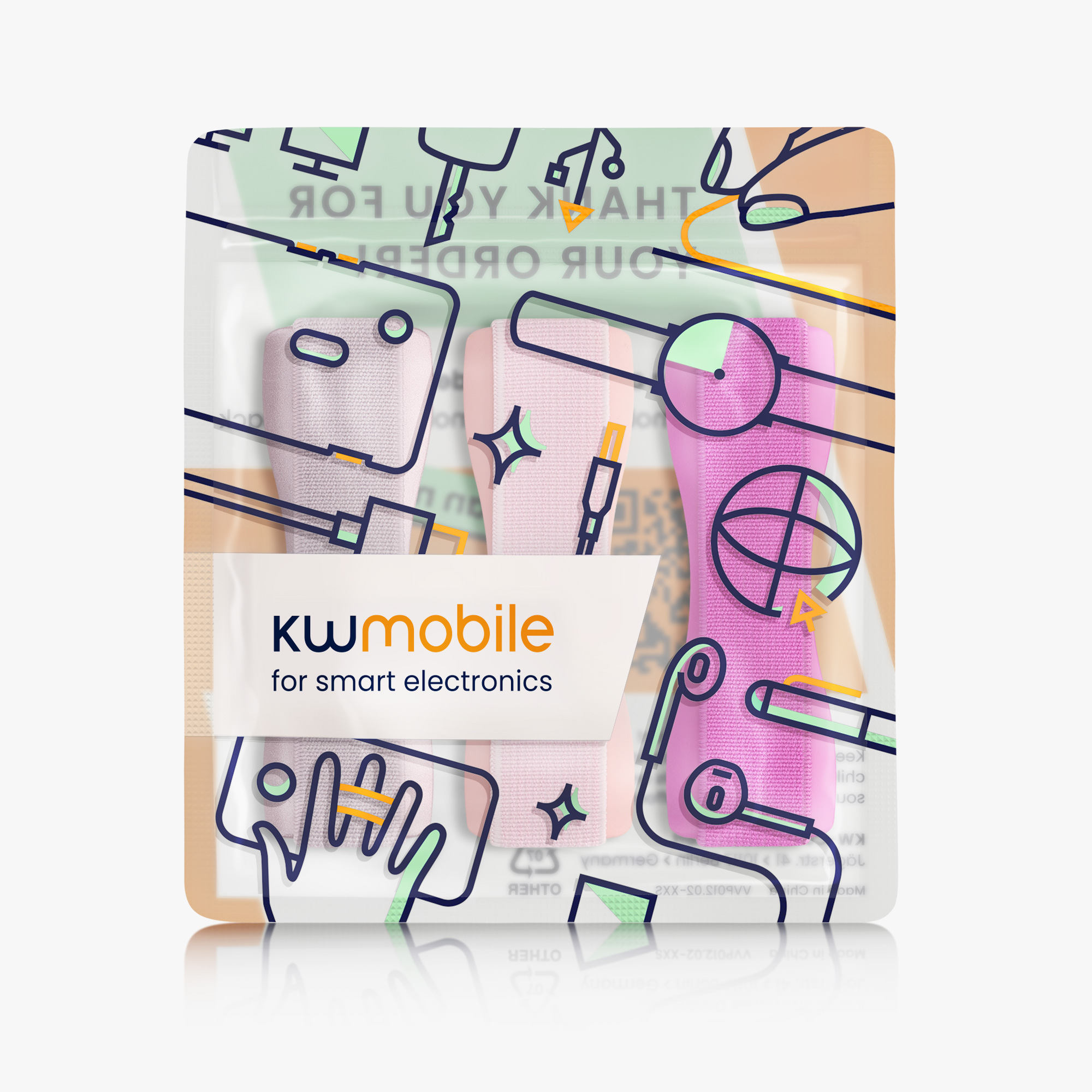 3x Řemínek Phones kwmobile - růžová / tmavě růžová / růžově zlatá