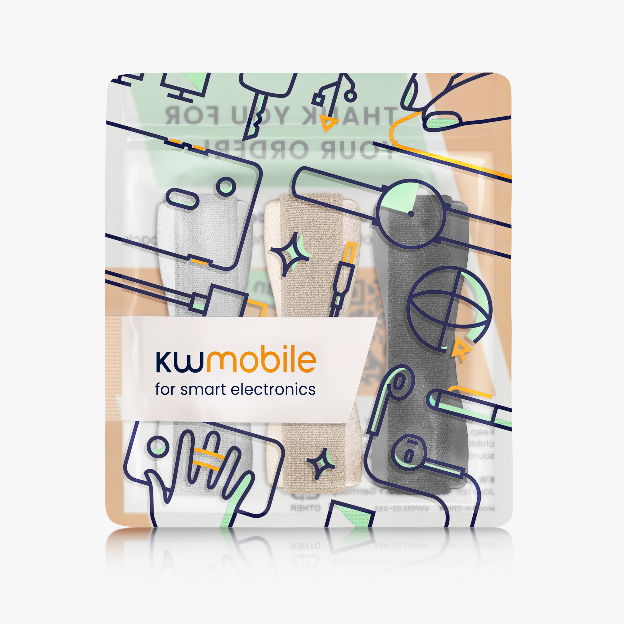 Držáky na prst kwmobile pro smartphone, černá / zlatá / stříbrná