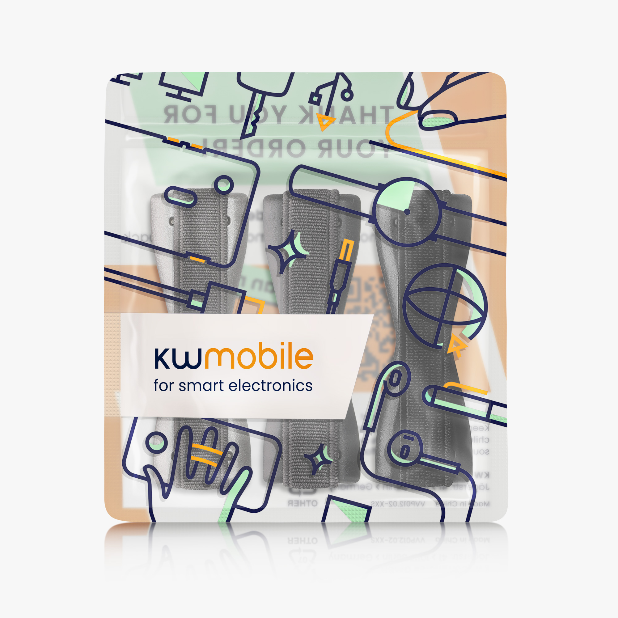 Držáky na prst kwmobile pro smartphone, černá / šedá / tmavě šedá