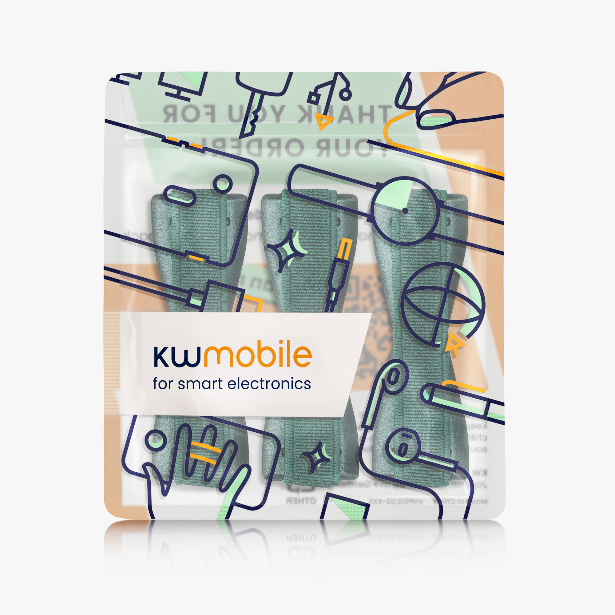 Držáky na prst kwmobile pro smartphone, metalická petrolejová