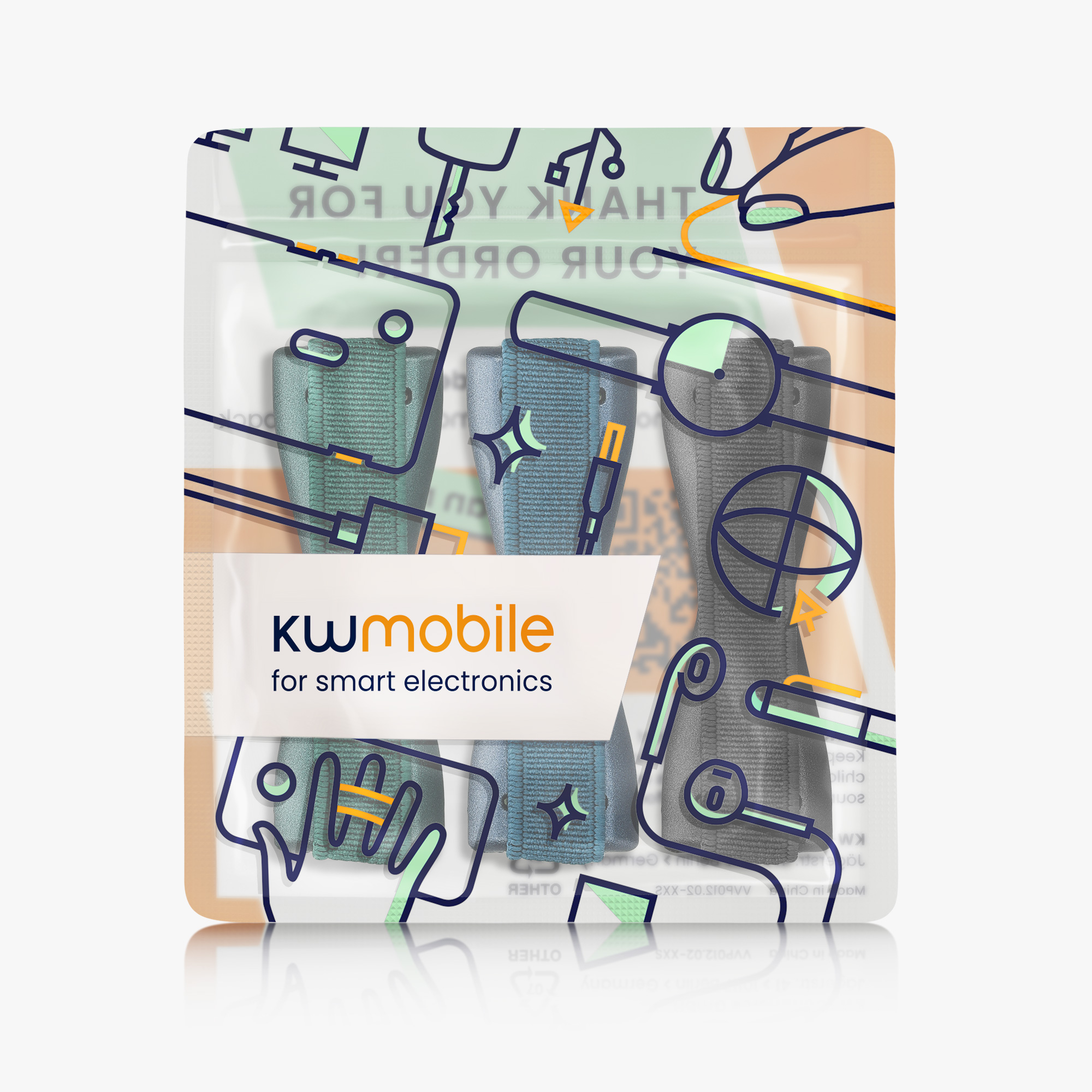 Držáky na prst kwmobile pro smartphone, metalická karibská modrá / metalická petrolejová / čern
