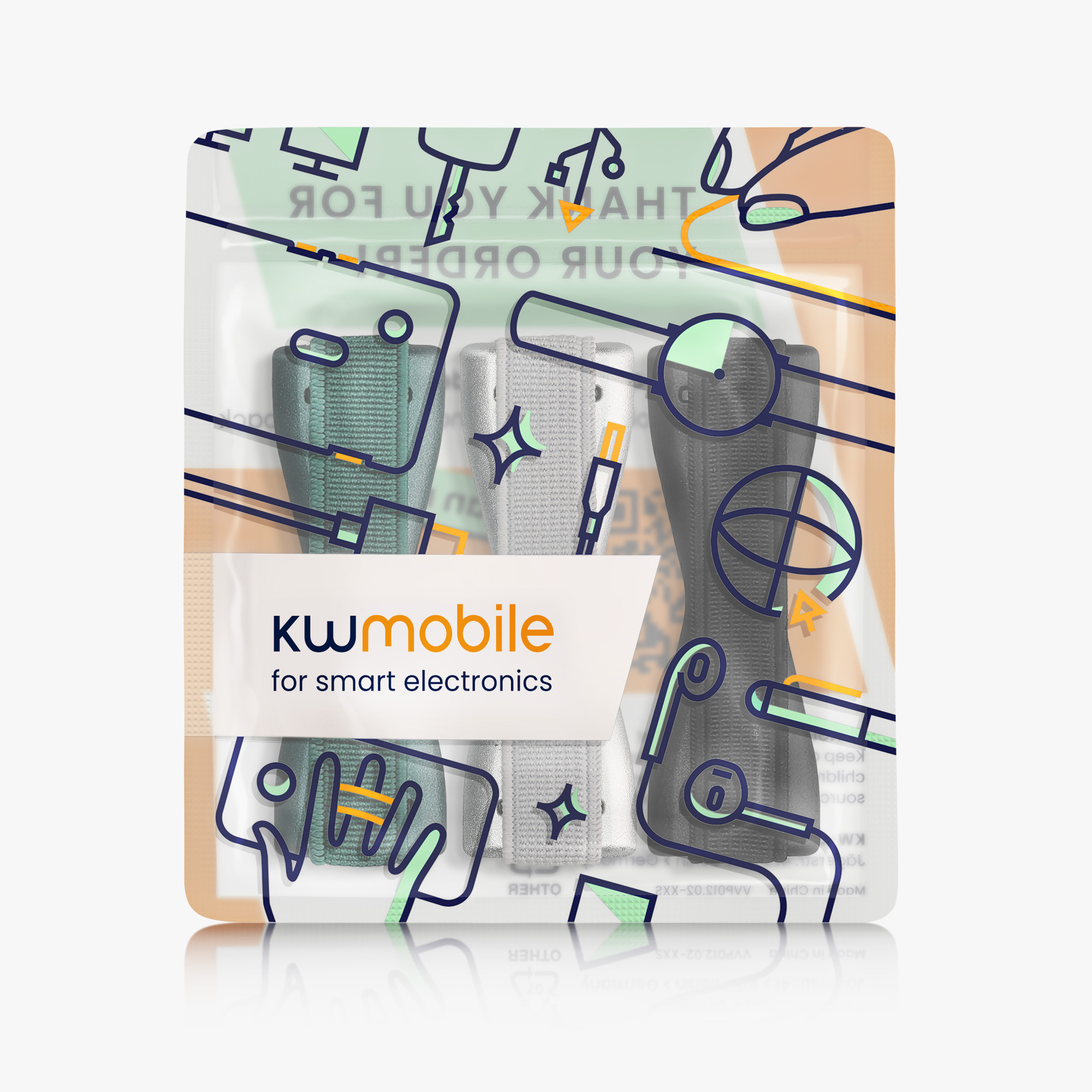 3x Řemínek Phones kwmobile - černá / stříbrná / metalická tyrkysová