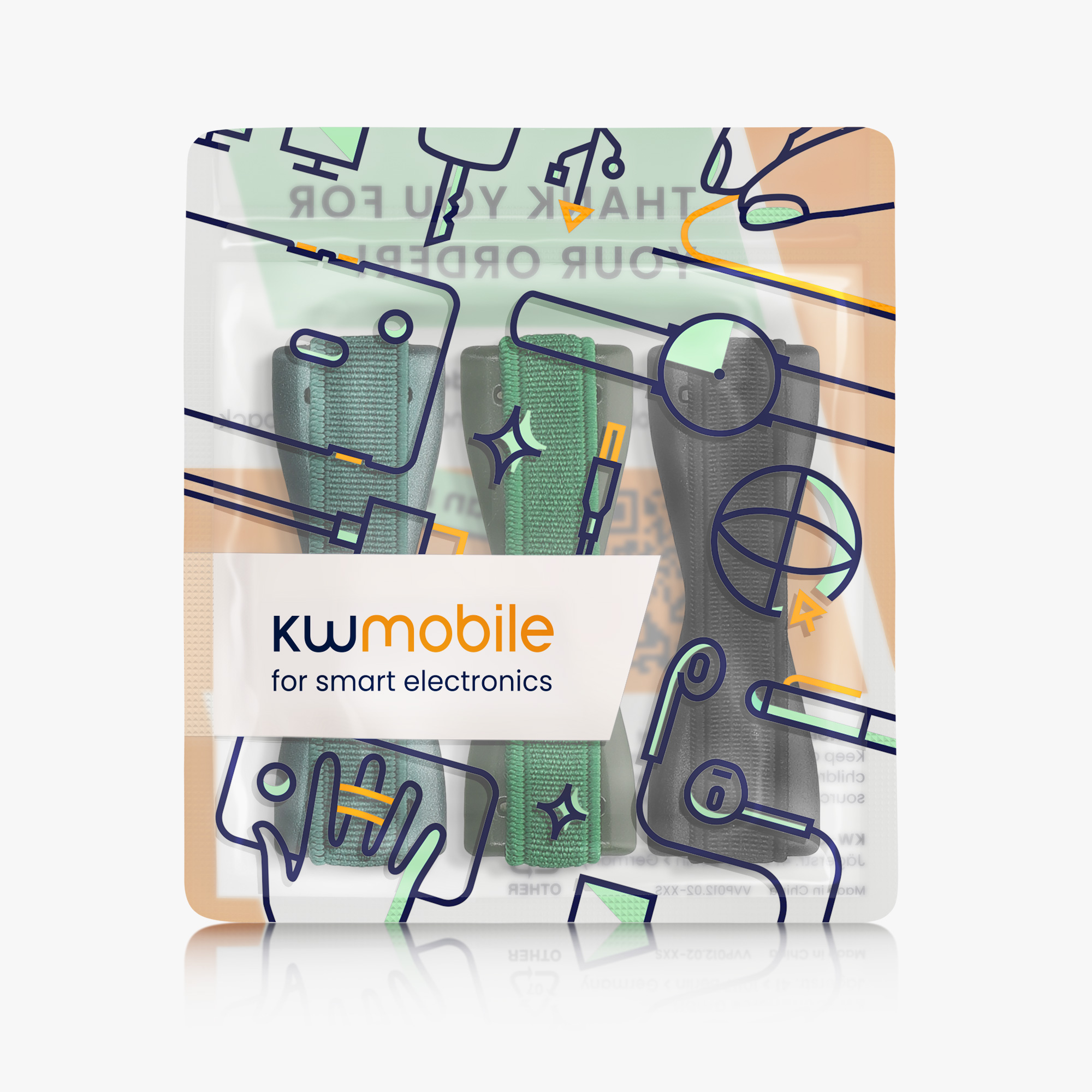 Držáky na prst kwmobile pro smartphone, metalická petrolejová / tmavě zelená / černá