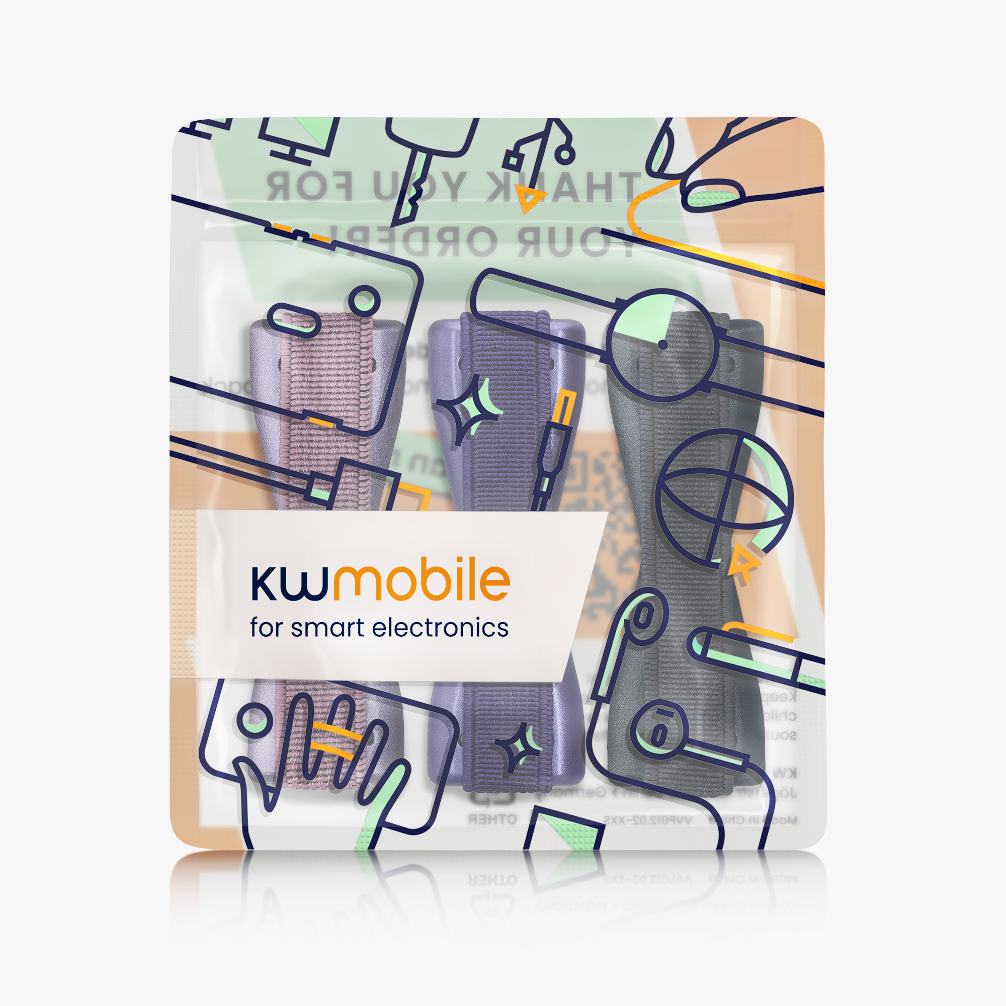 3x Řemínek Phones kwmobile - metalická modrofialová / metalická berry / metalická zodiac modrá