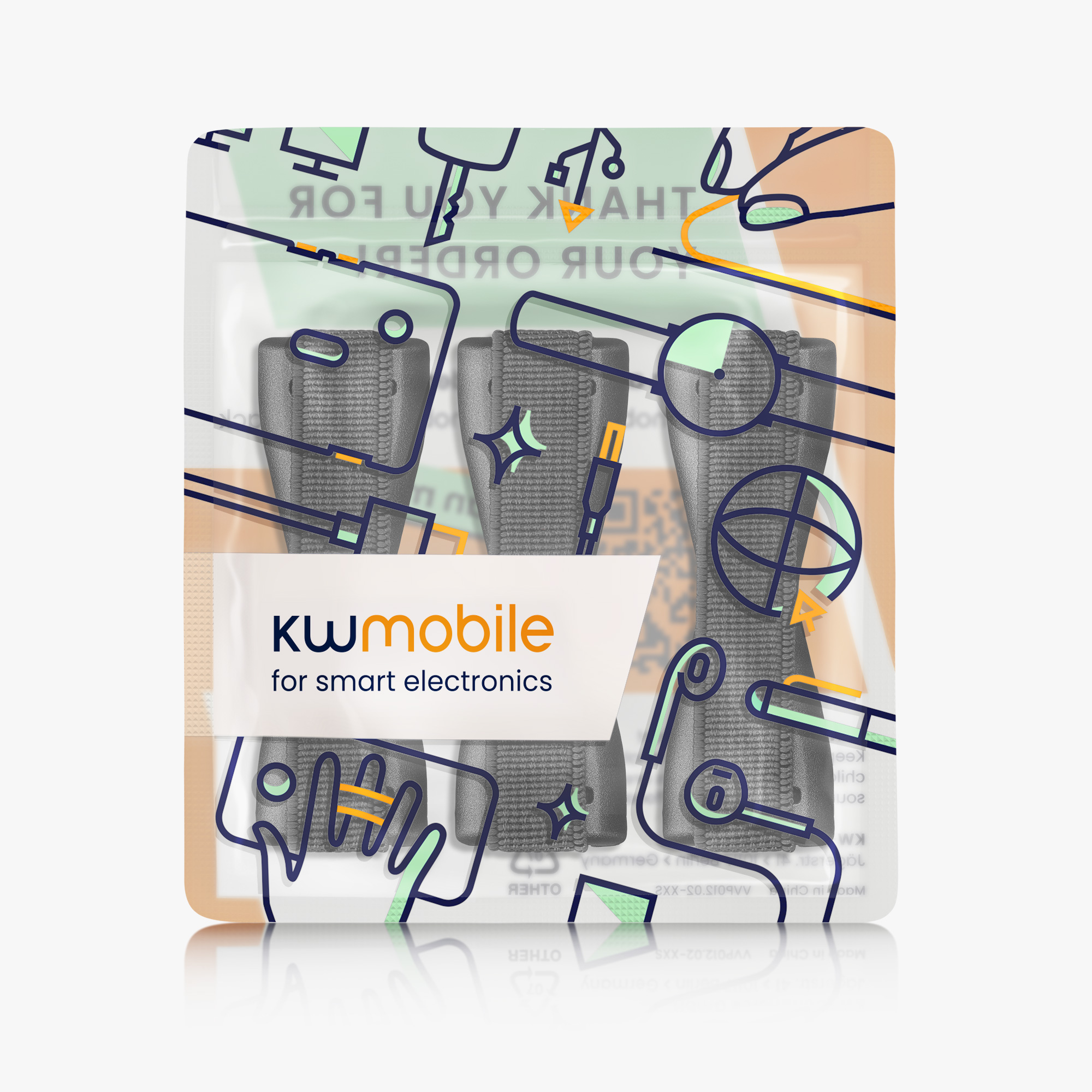 Držáky na prst kwmobile pro smartphone, tmavě šedá / tmavě šedá / tmavě šedá
