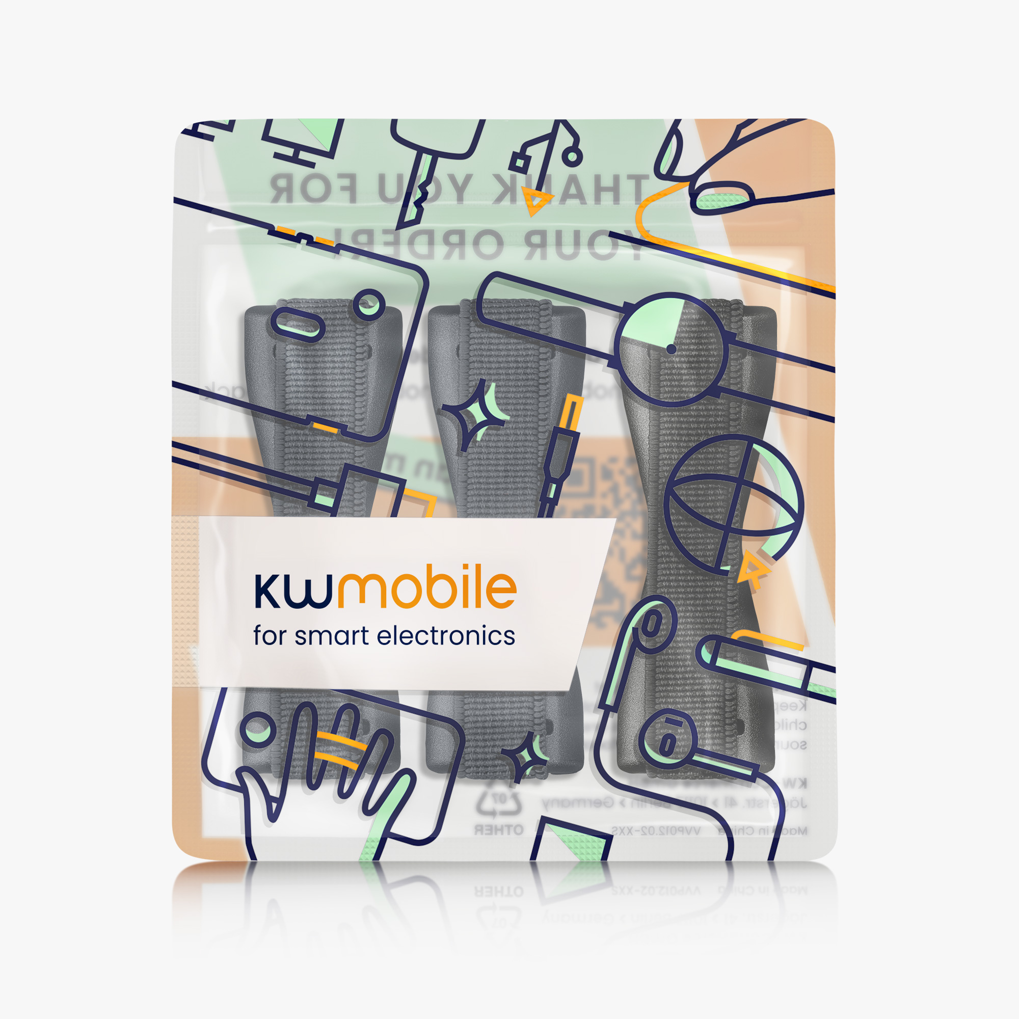 3x Řemínek Phones kwmobile - metalická zodiac modrá / metalická zodiac modrá / černá
