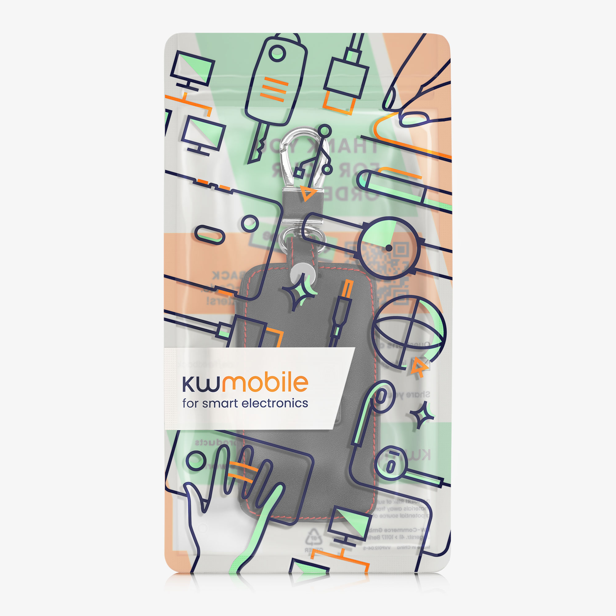 kwmobile pouzdro na klíč Renault 4 - černá / tmavě červená