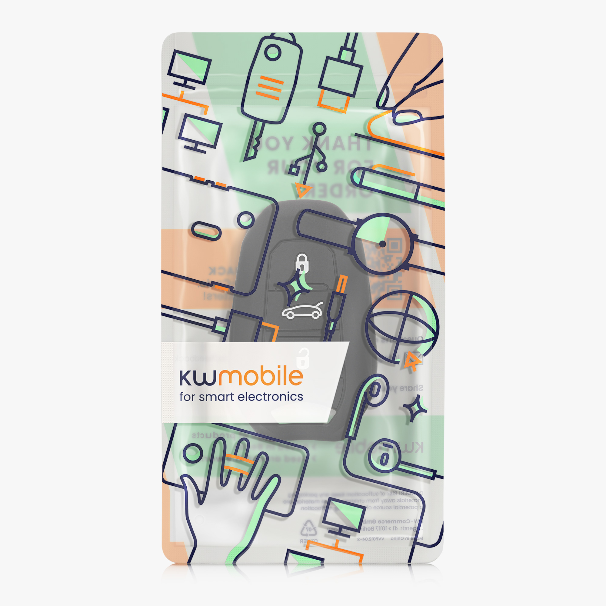 Pouzdro na klíč od auta Peugeot Citroen 3 Button Car kwmobile - černá