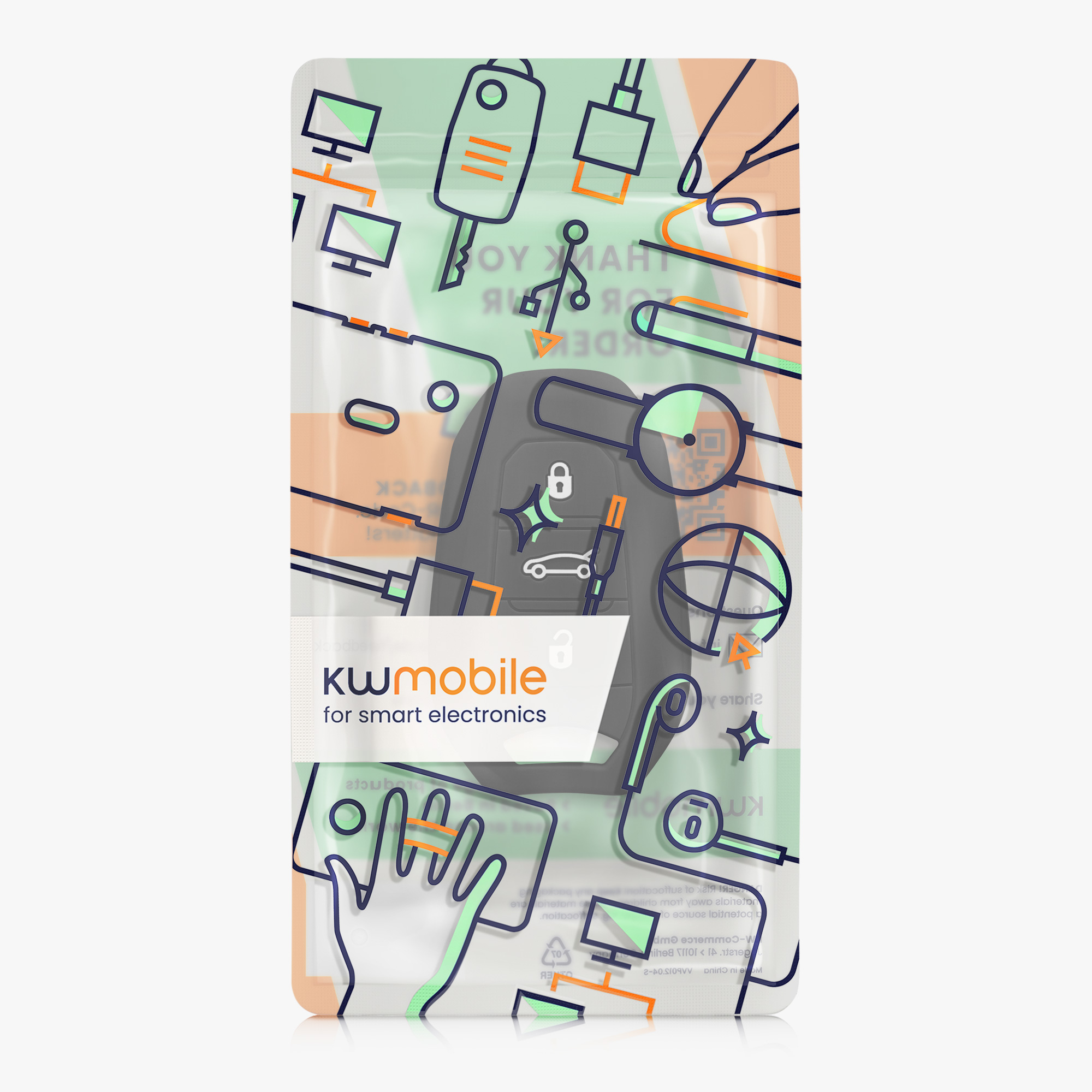 Pouzdro na klíč od auta Peugeot Citroen 3 Button Car kwmobile - černá matná