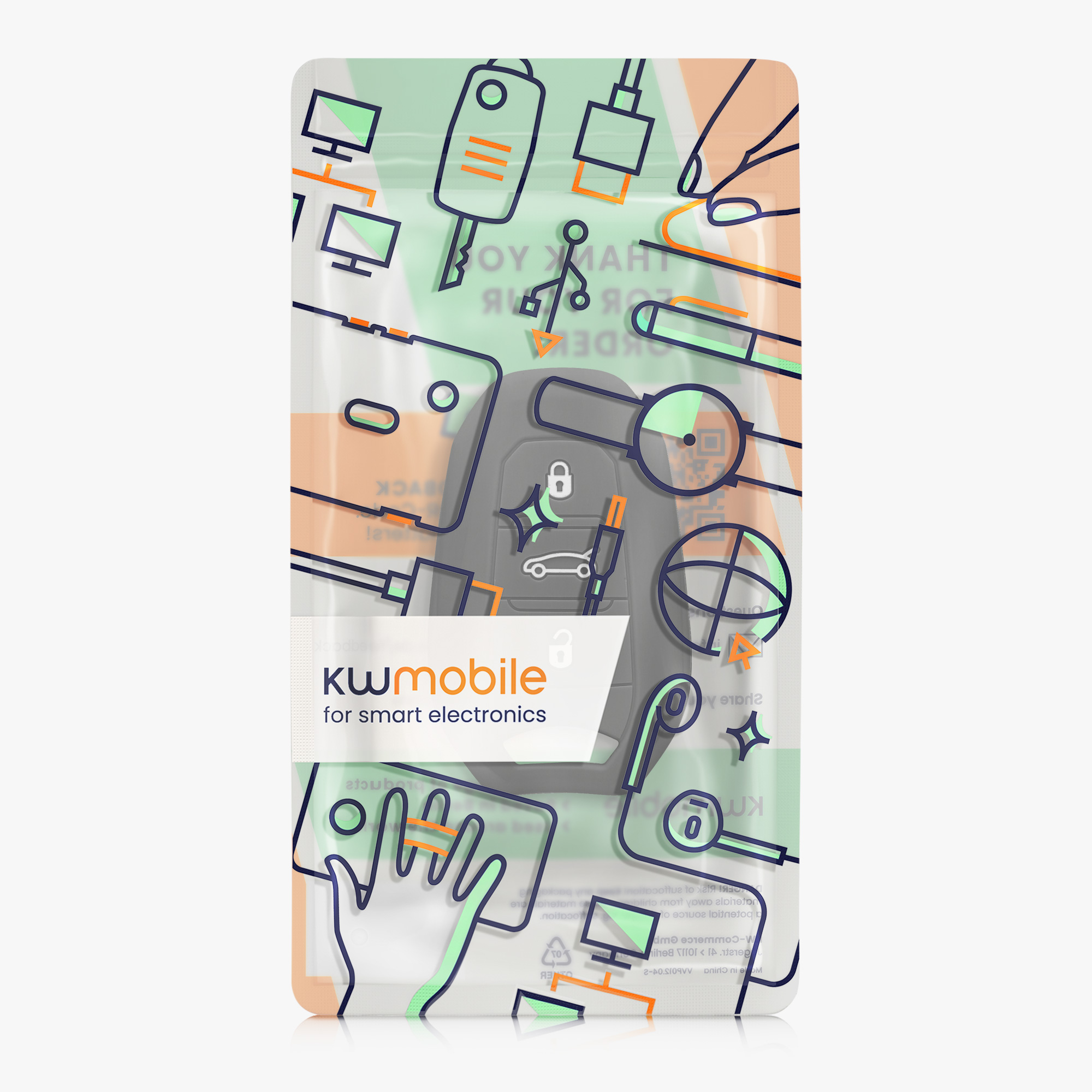 Pouzdro na klíč od auta Peugeot Citroen 3 Button Car kwmobile - tmavě šedá