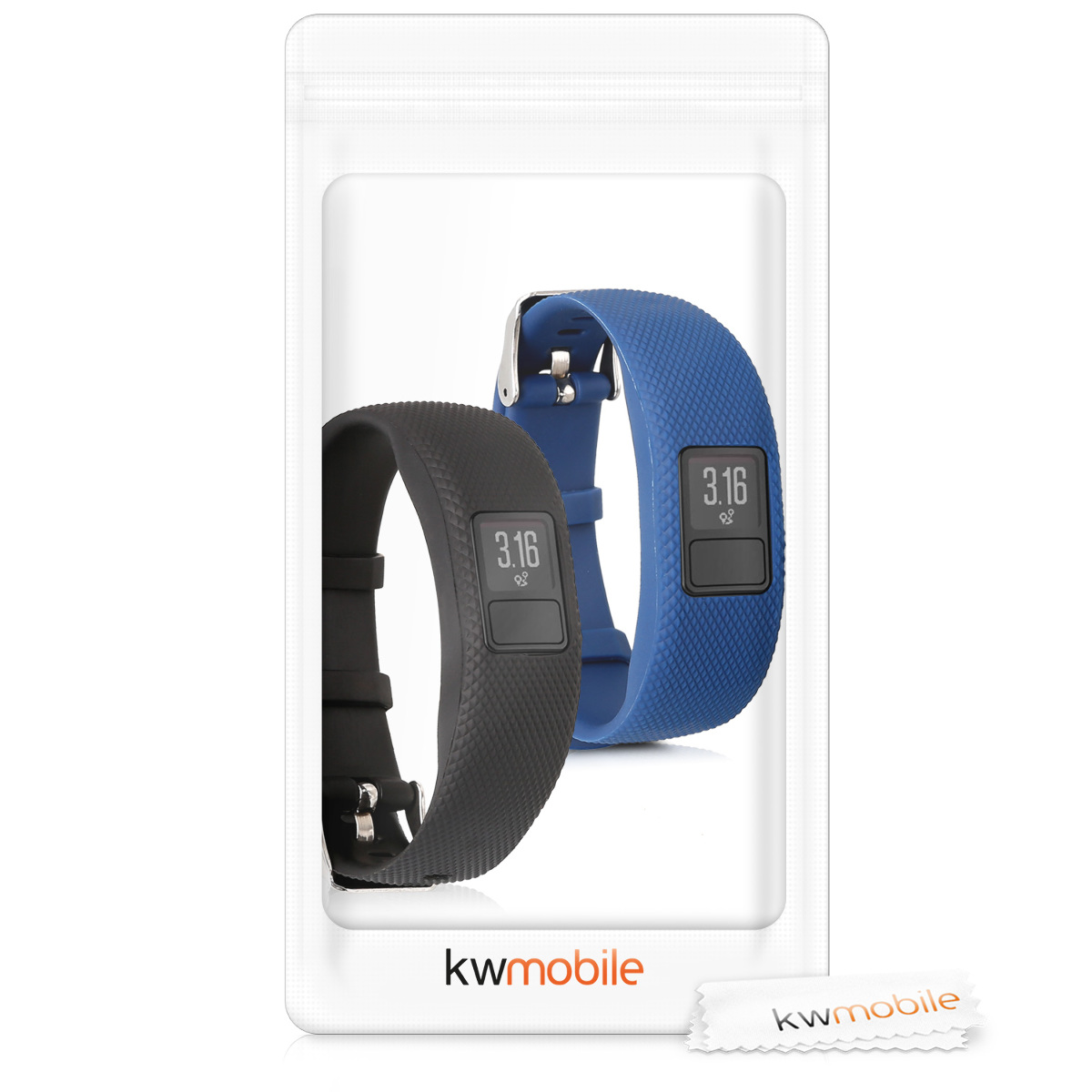 Řemínek kwmobile pro Garmin Vivofit 4 - 2 ks, černá / tmavě modrá