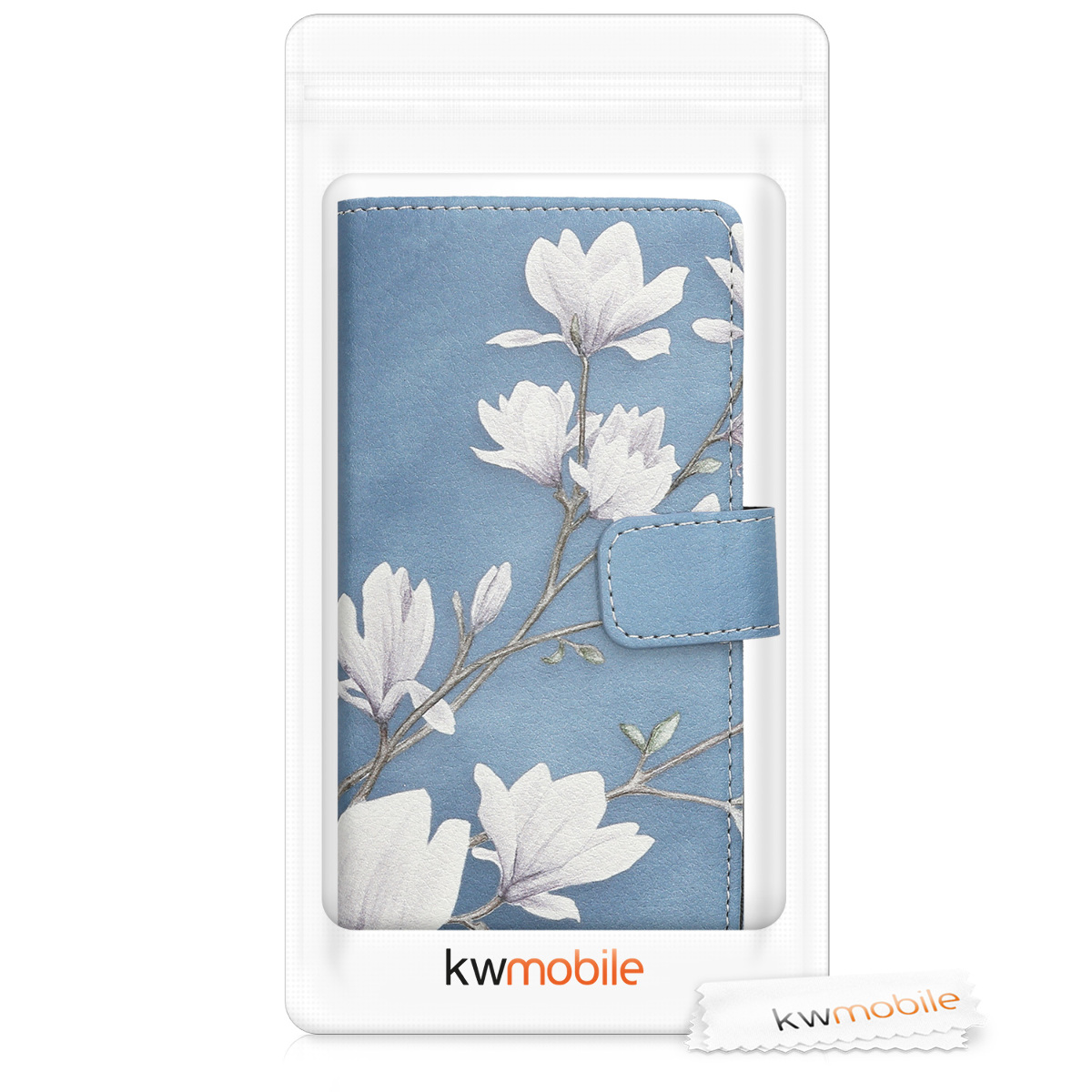 Flipové pouzdro kwmobile - Sony Xperia XA2 - motiv magnólie - taupe / bílá / modrošedá