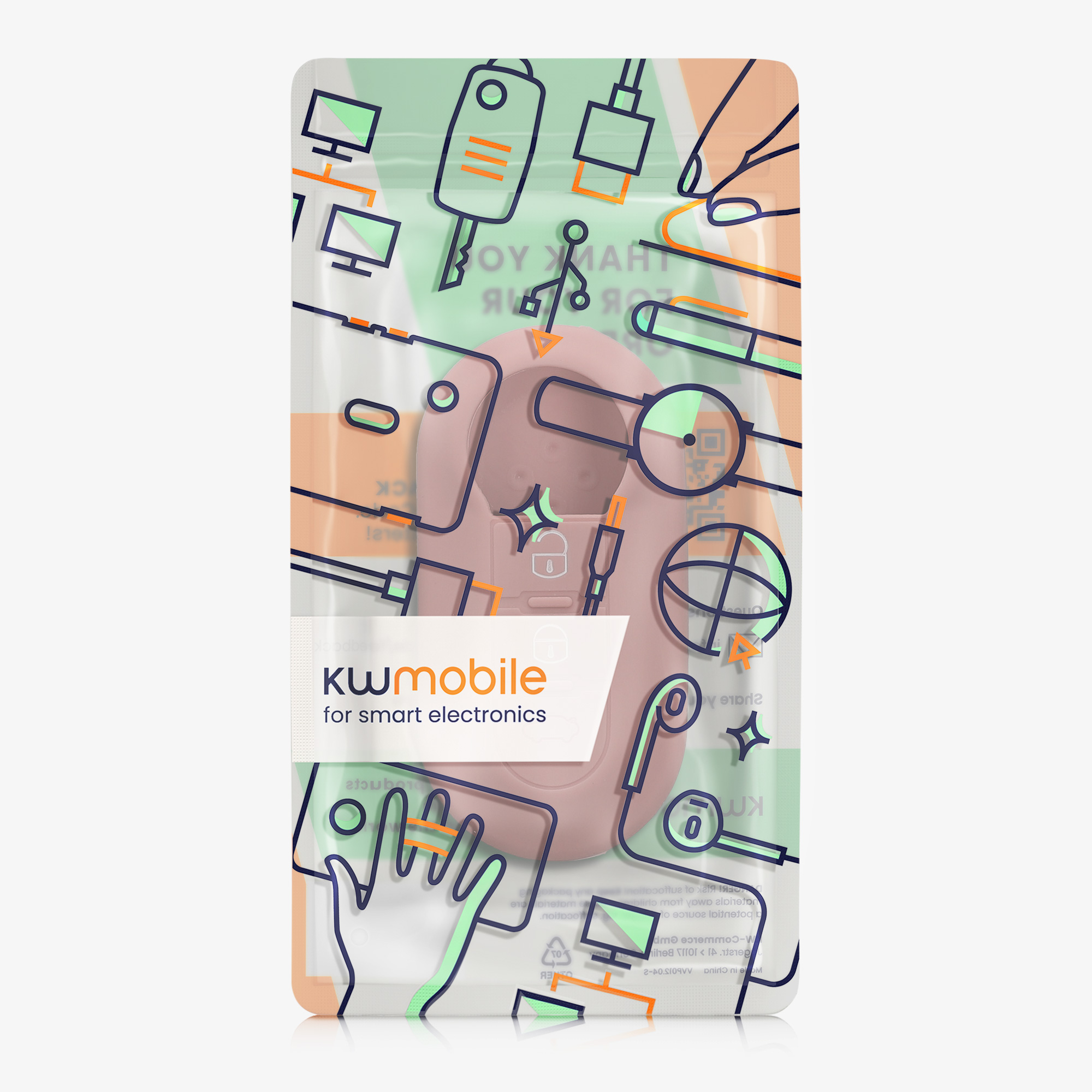 TPU pouzdro na klíč od auta Fiat / Lancia, 3 tlačítka Flip Key bílo-rose gold