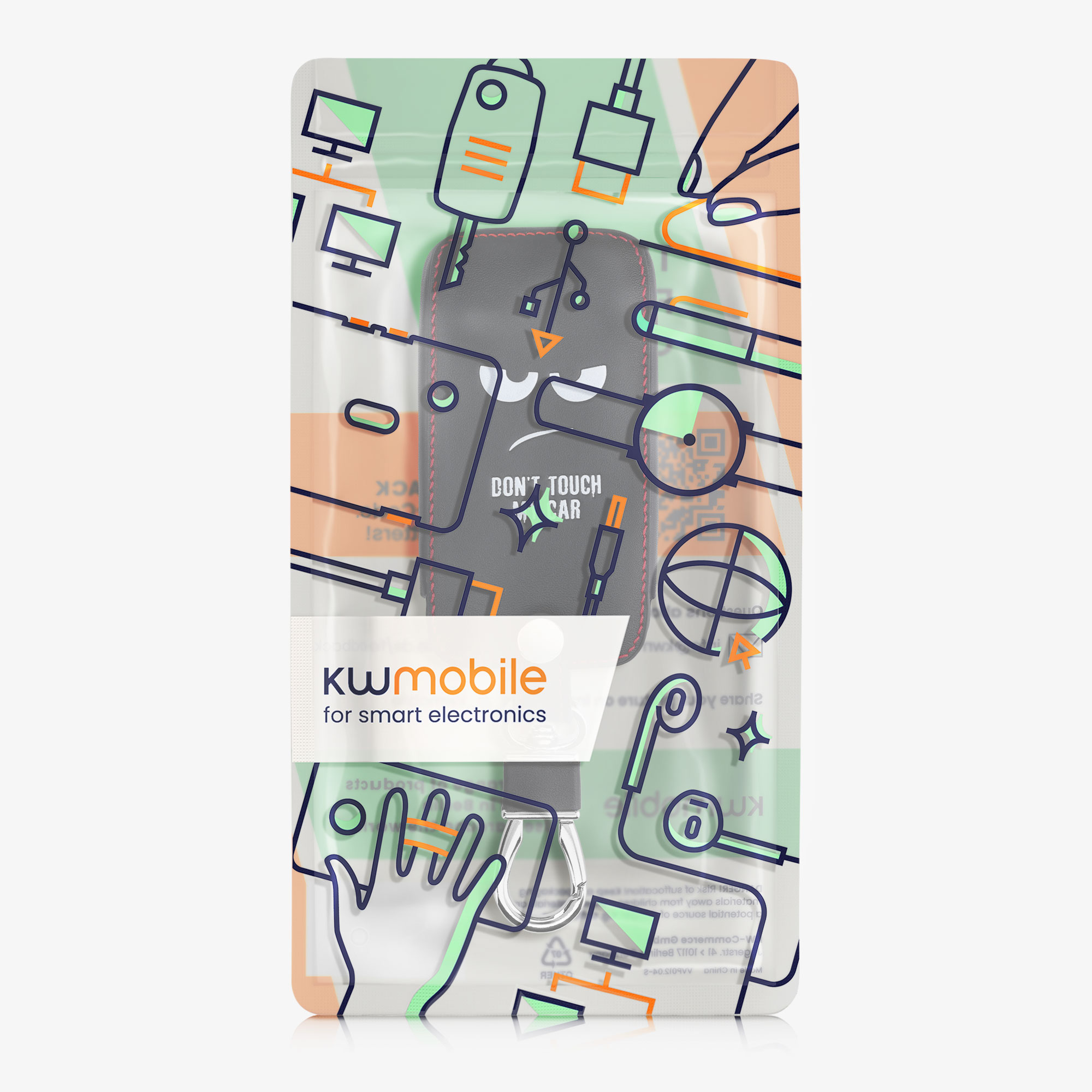 kwmobile pouzdro na klíč Renault 4 - bílá / černá