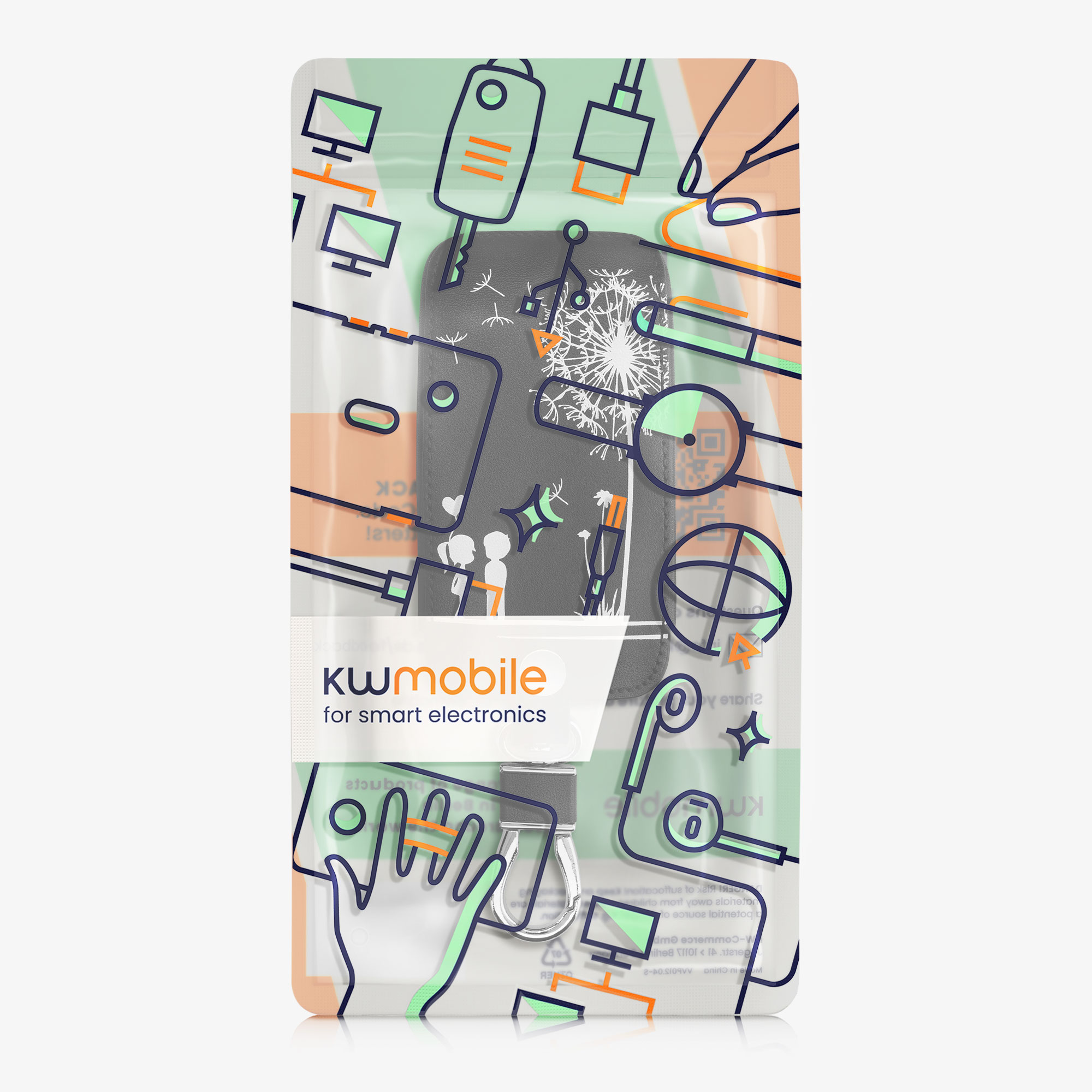 kwmobile pouzdro na klíč Renault 4 - bílá / černá