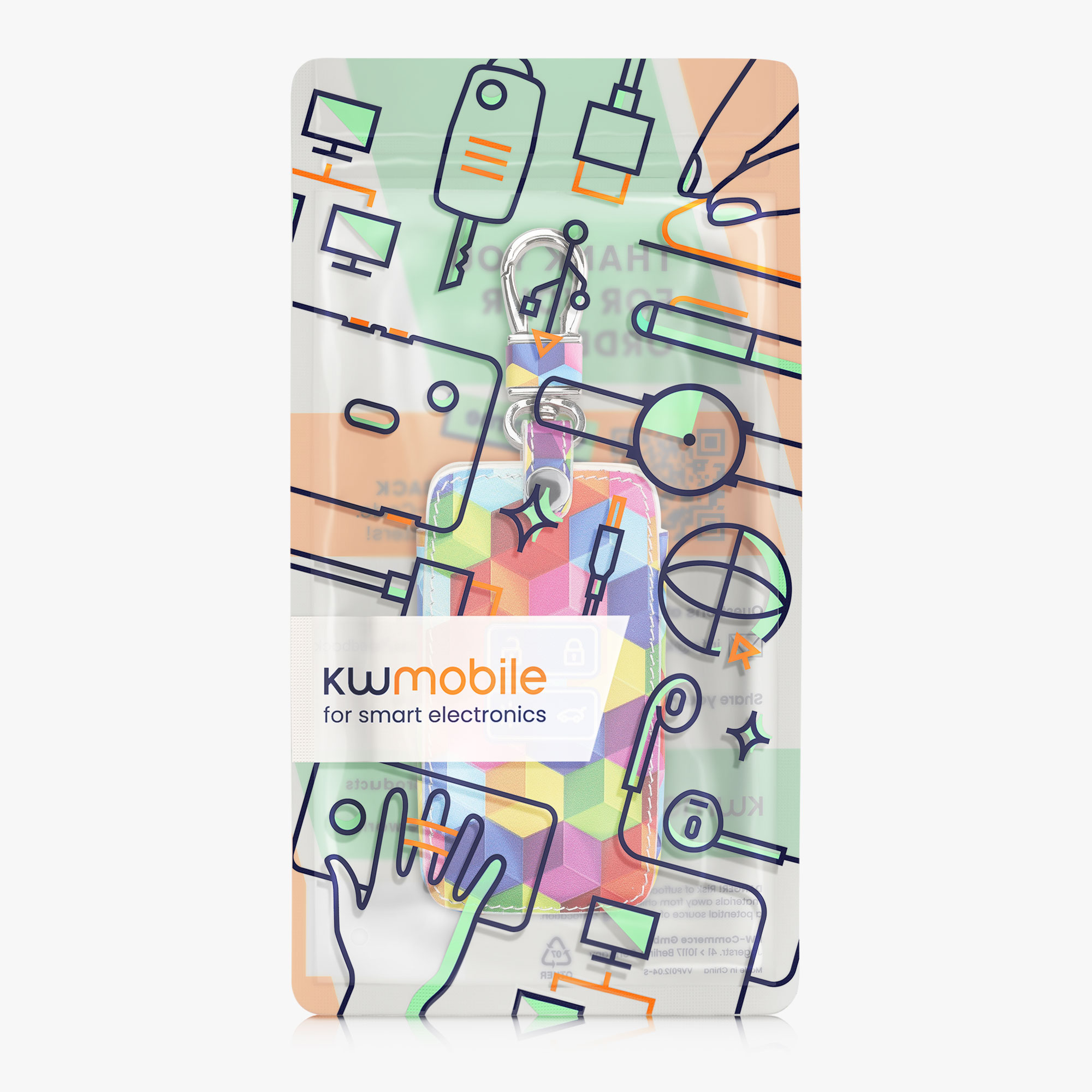 kwmobile pouzdro na klíč Renault 4 - Colorful Blocks vícebarevná