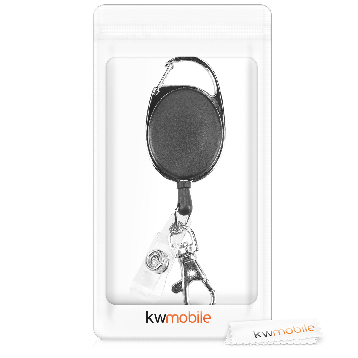Výsuvný držák na ID kartu kwmobile - ID karta, přístupová karta nebo klíče - černá