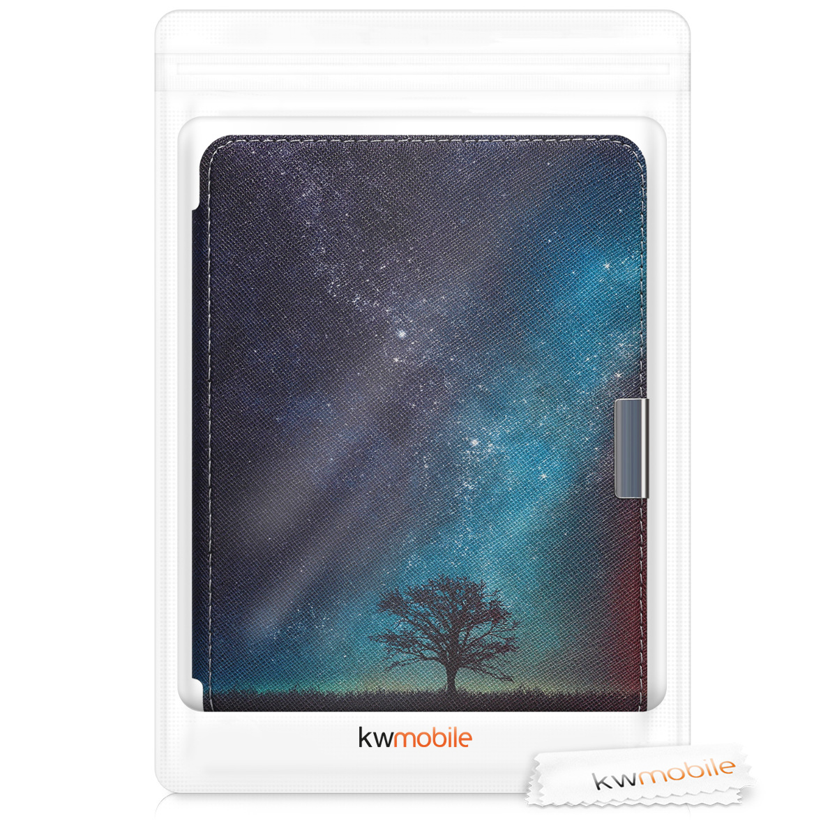 Flip pouzdro na čtečku s magnetem Kobo Clara HD Cosmic Nature modro-šedo-černý se stojánkem
