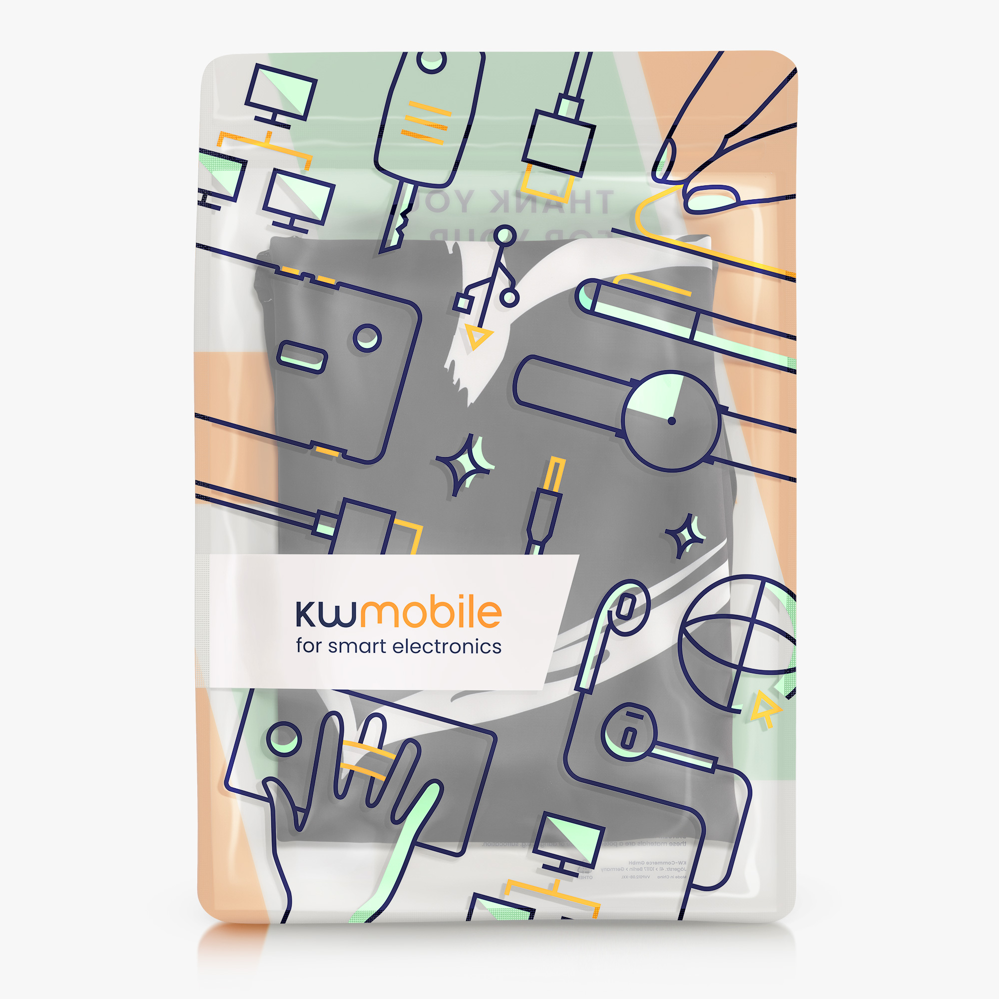 Obal na kufr kwmobile L - Brushed Heart bílá / černá