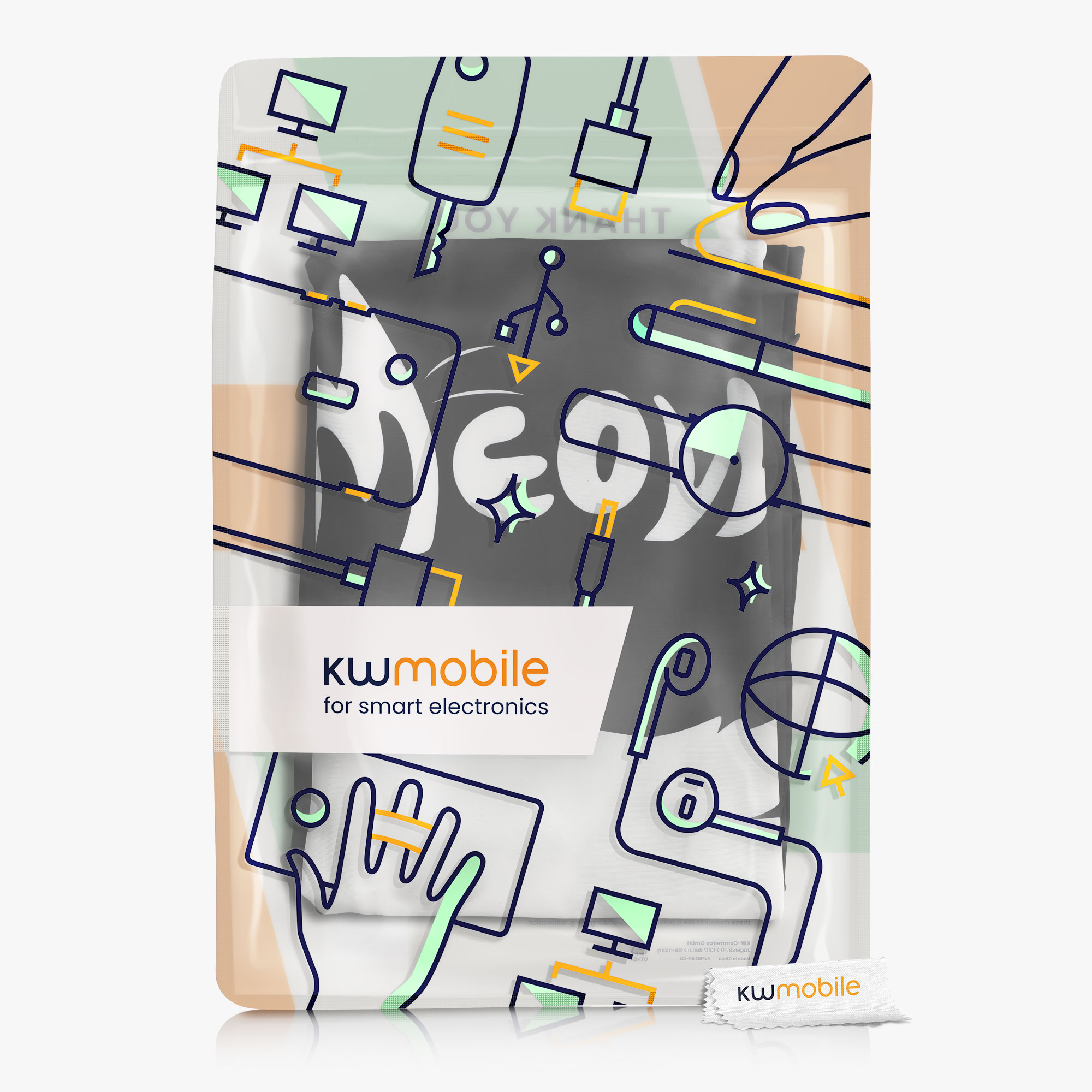 Obal na kufr kwmobile XL - Curious Cat černá / bílá