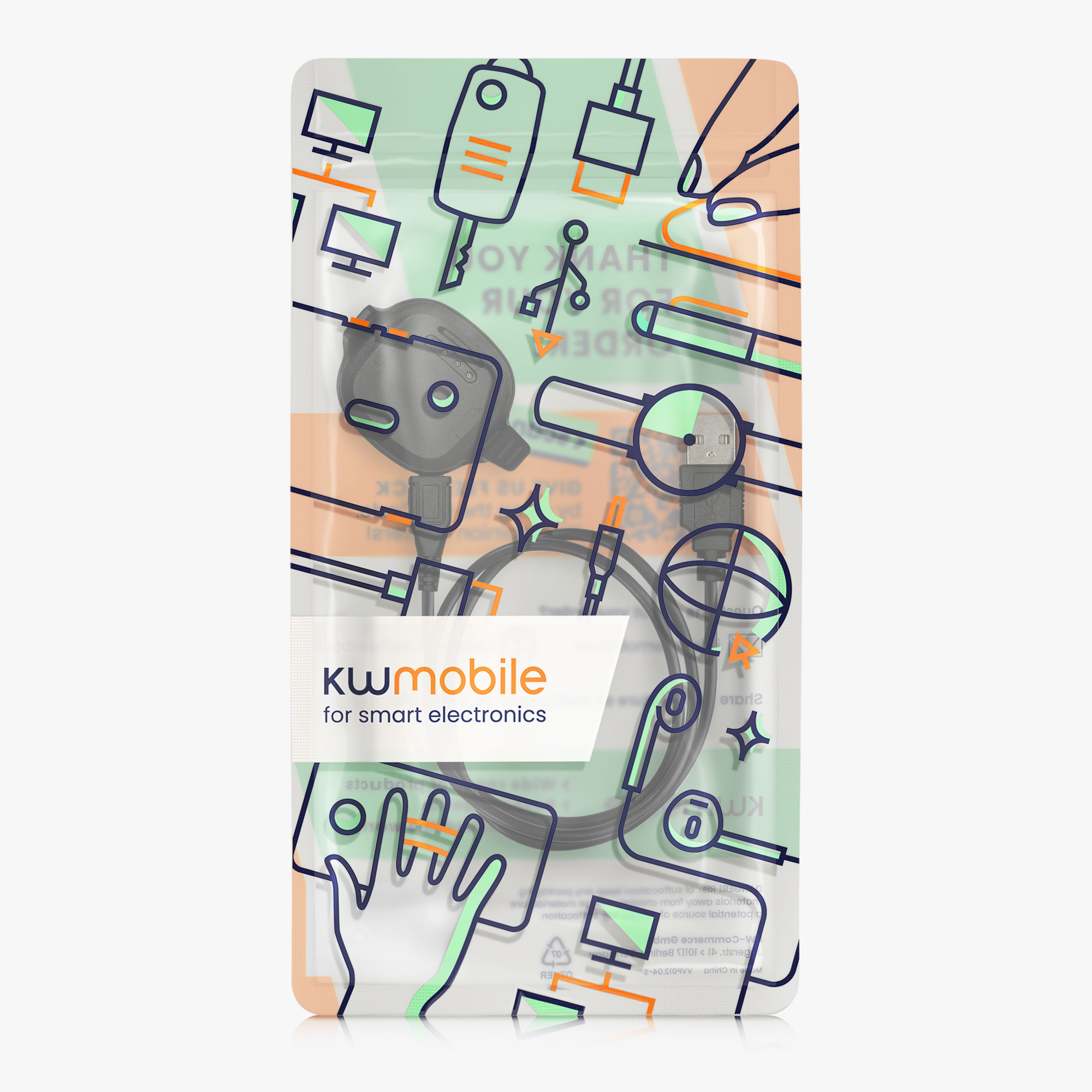 Nabíjecí kabel Garmin Forerunner 10 / 15 kwmobile USB-A černý