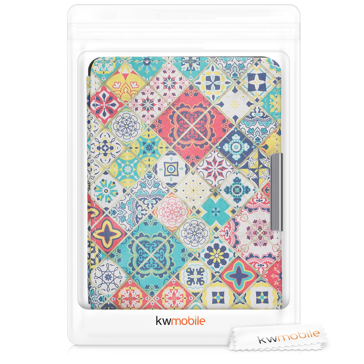 Pouzdro na čtečku kwmobile Kindle Paperwhite - Moroccan Vibes multicolor - modrá / červená / světle hnědá