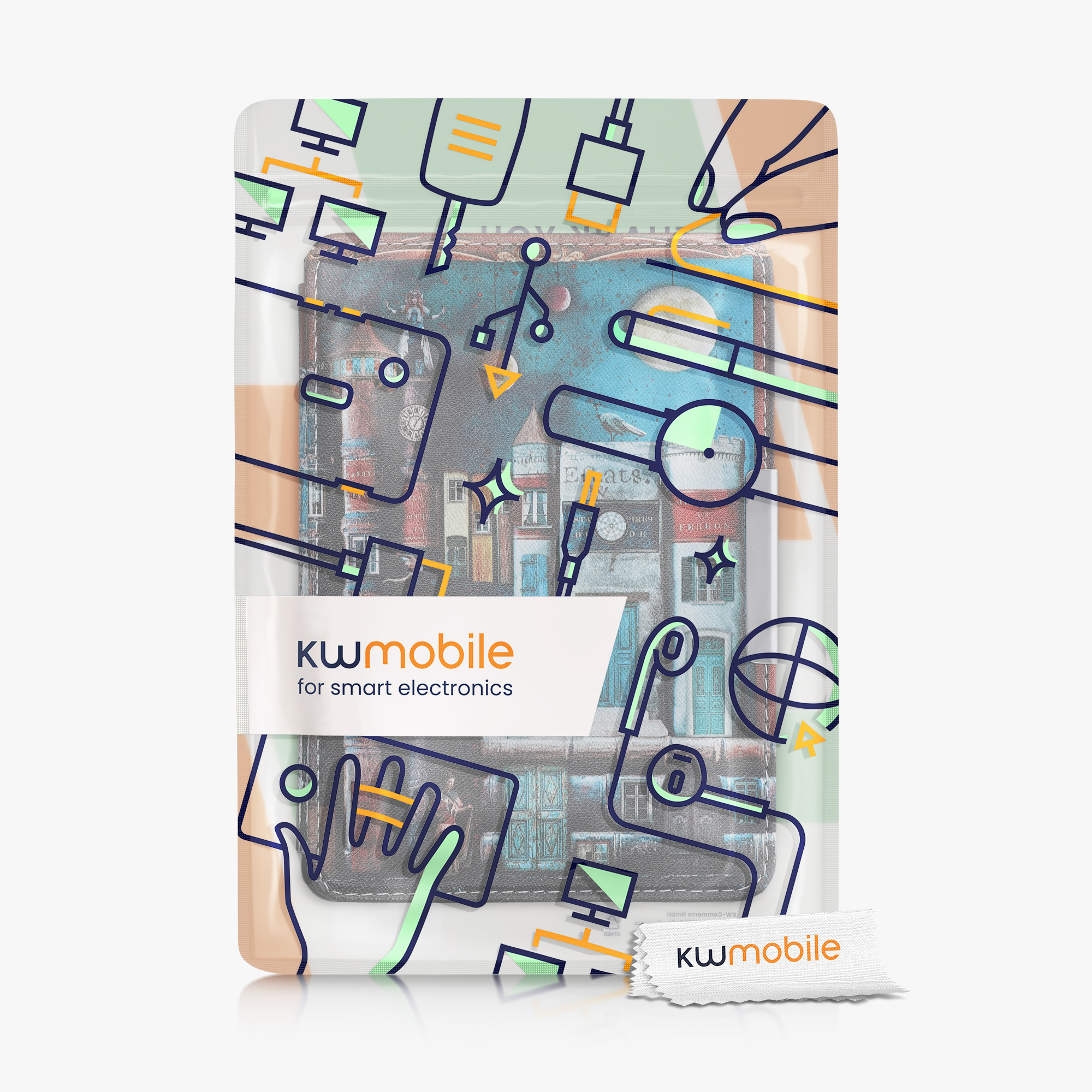 Pouzdro na čtečku kwmobile Kindle Paperwhite - Book City - multicolor