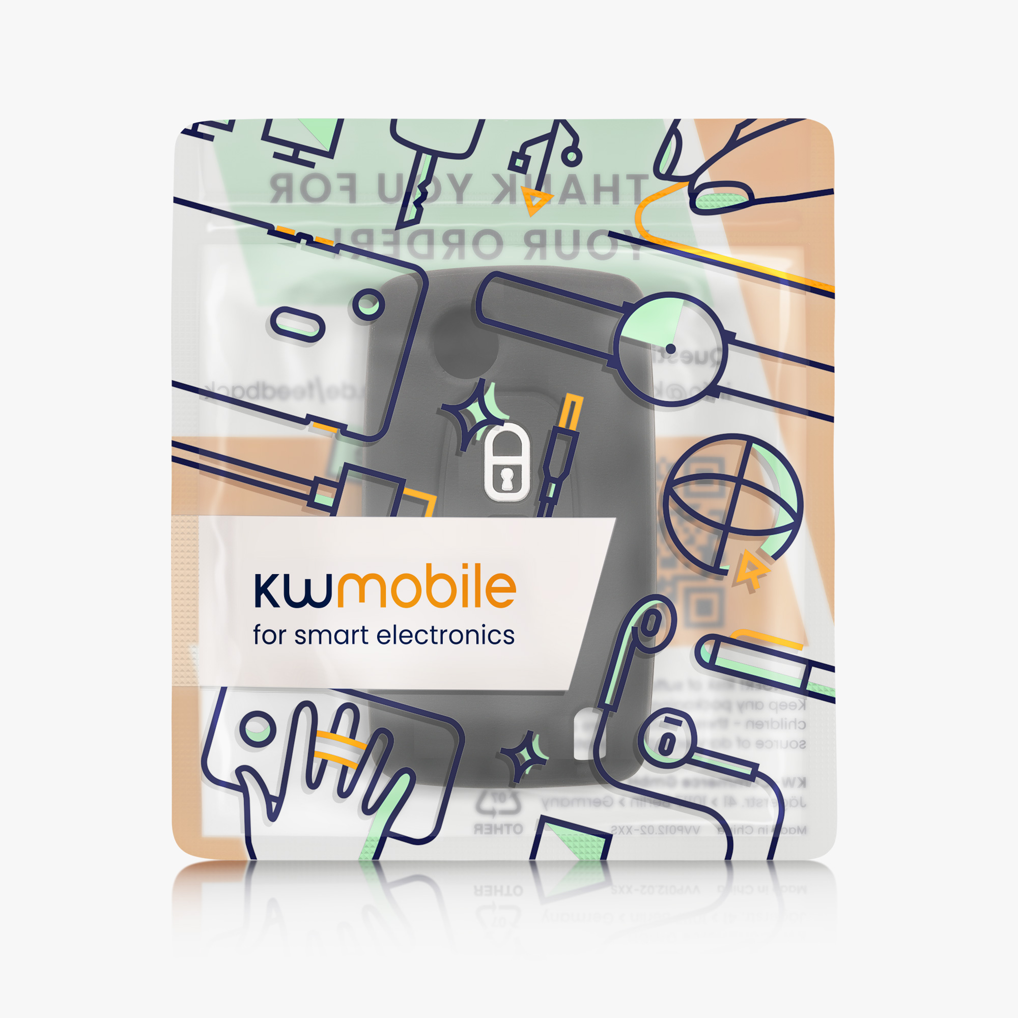 Pouzdro na klíč od auta Peugeot Citroen 2 Button Car Flip kwmobile - modrá / červená / bílá
