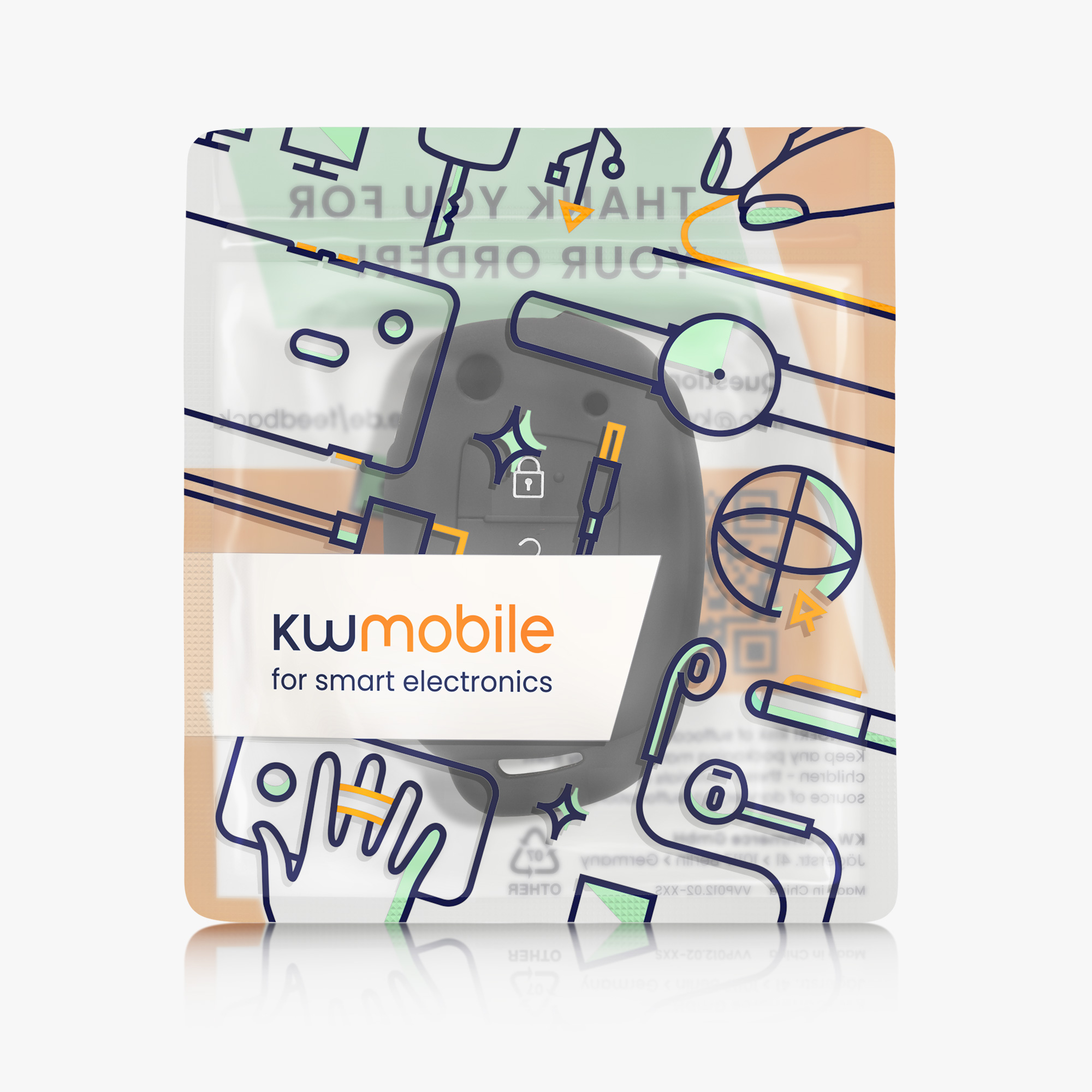Pouzdro na klíč od auta kwmobile pro Hyundai 3 Button Flip Key - černá
