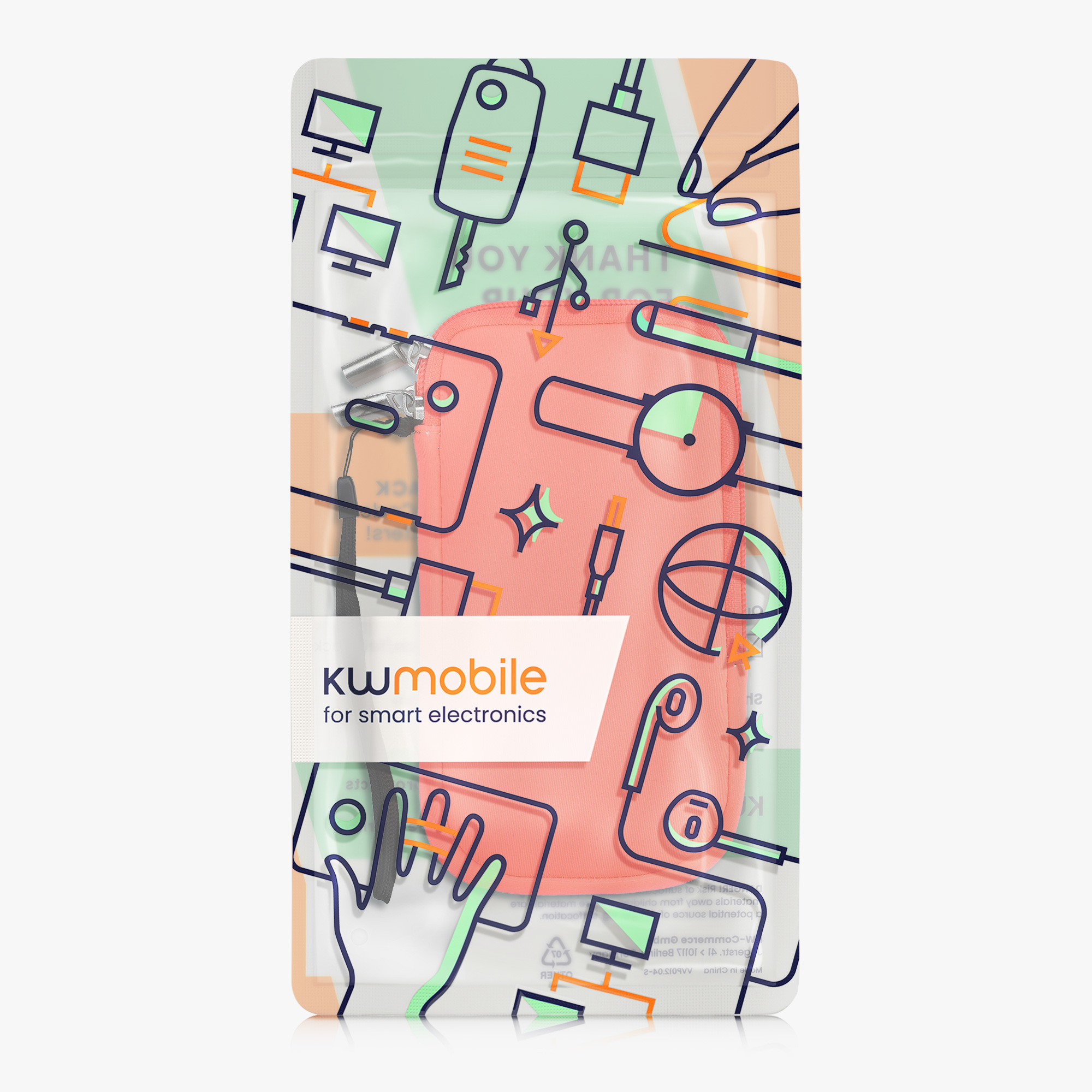 kwmobile univerzální pouzdro na mobil L 6.5", neopren, Neon korálová