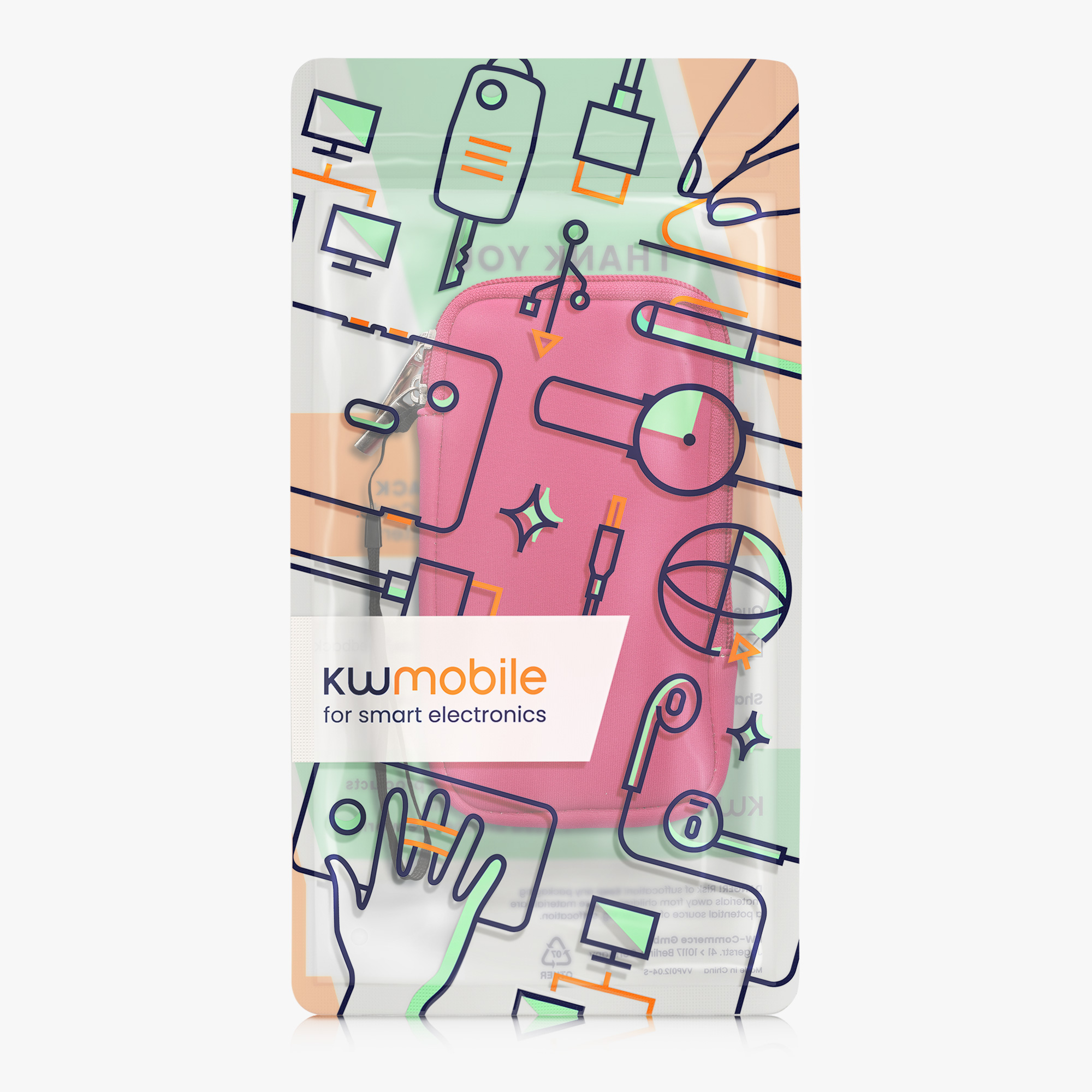 Univerzální pouzdro na mobil kwmobile - XL - 17,7 x 8,5 cm (6.7/6.8") - tmavě růžová