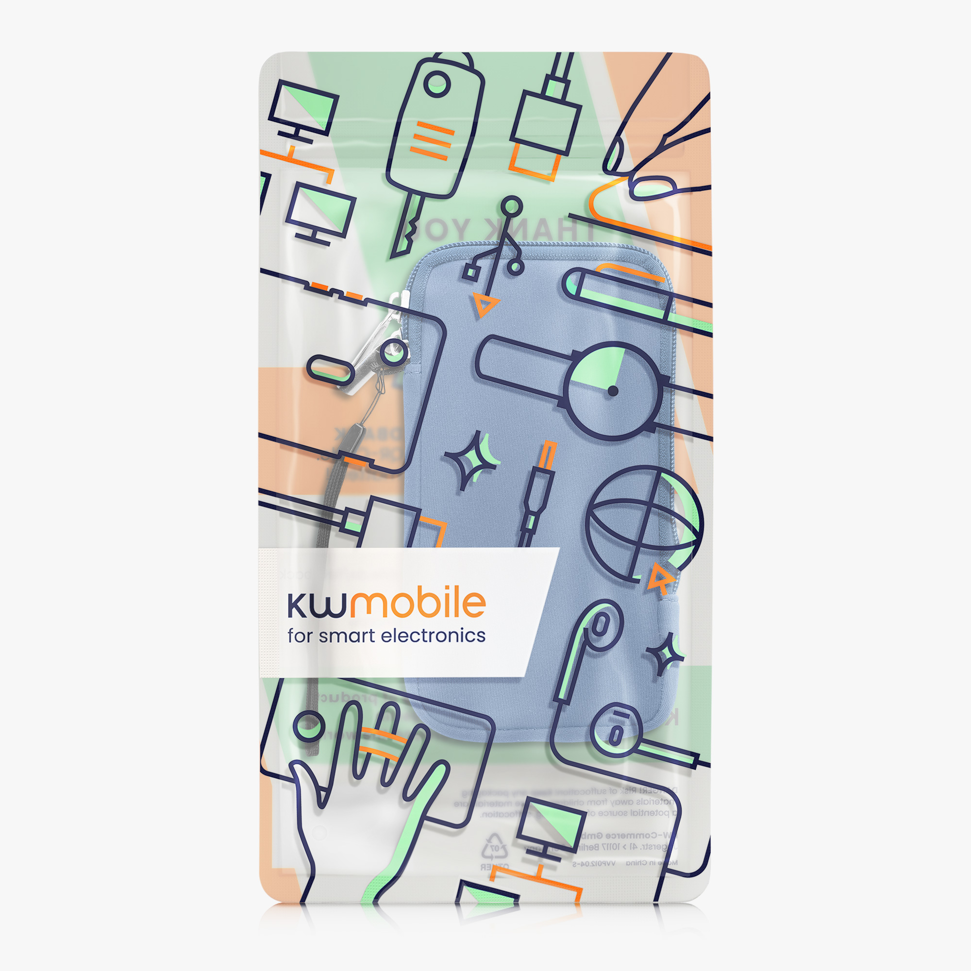 Univerzální pouzdro na mobil kwmobile - XL - 17,7 x 8,5 cm (6.7/6.8") - azurově modrá