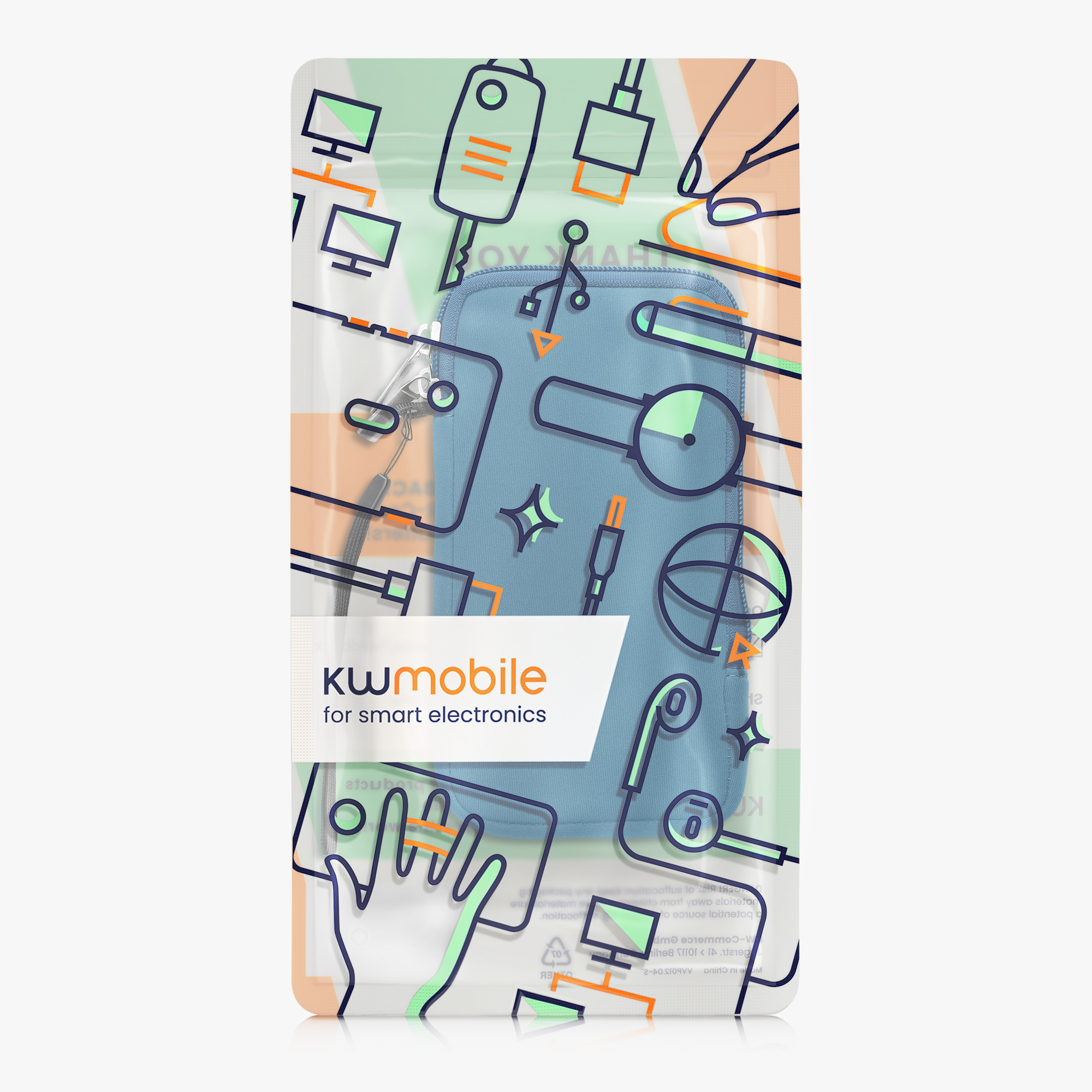 Univerzální pouzdro na mobil kwmobile - XL - 17,7 x 8,5 cm (6.7/6.8") - zářivě modrá
