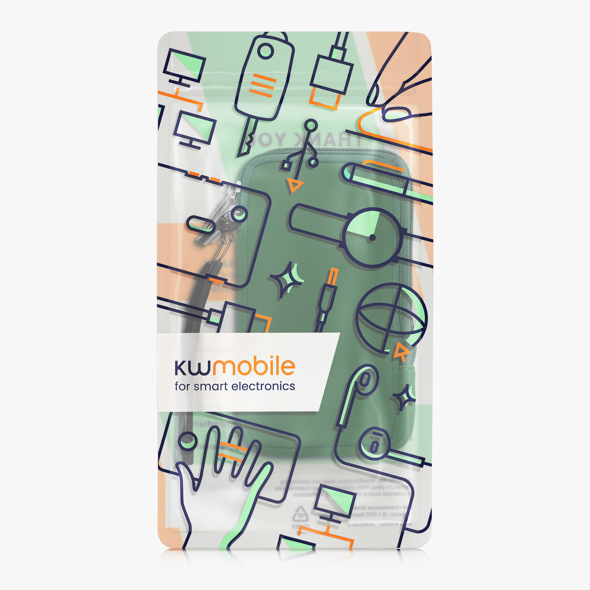 Univerzální pouzdro kwmobile na mobil XL 6,7/6,8" (17,7 x 8,5 cm) - mechově zelená