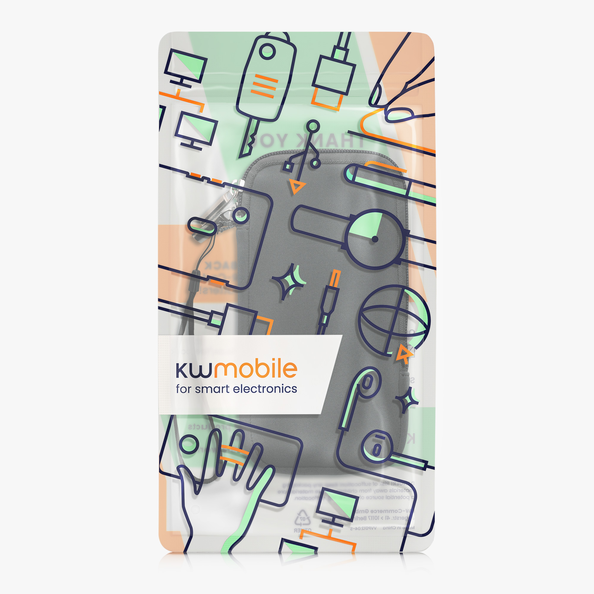 Univerzální pouzdro na mobil kwmobile - XL - 17,7 x 8,5 cm (6.7/6.8") - šedá