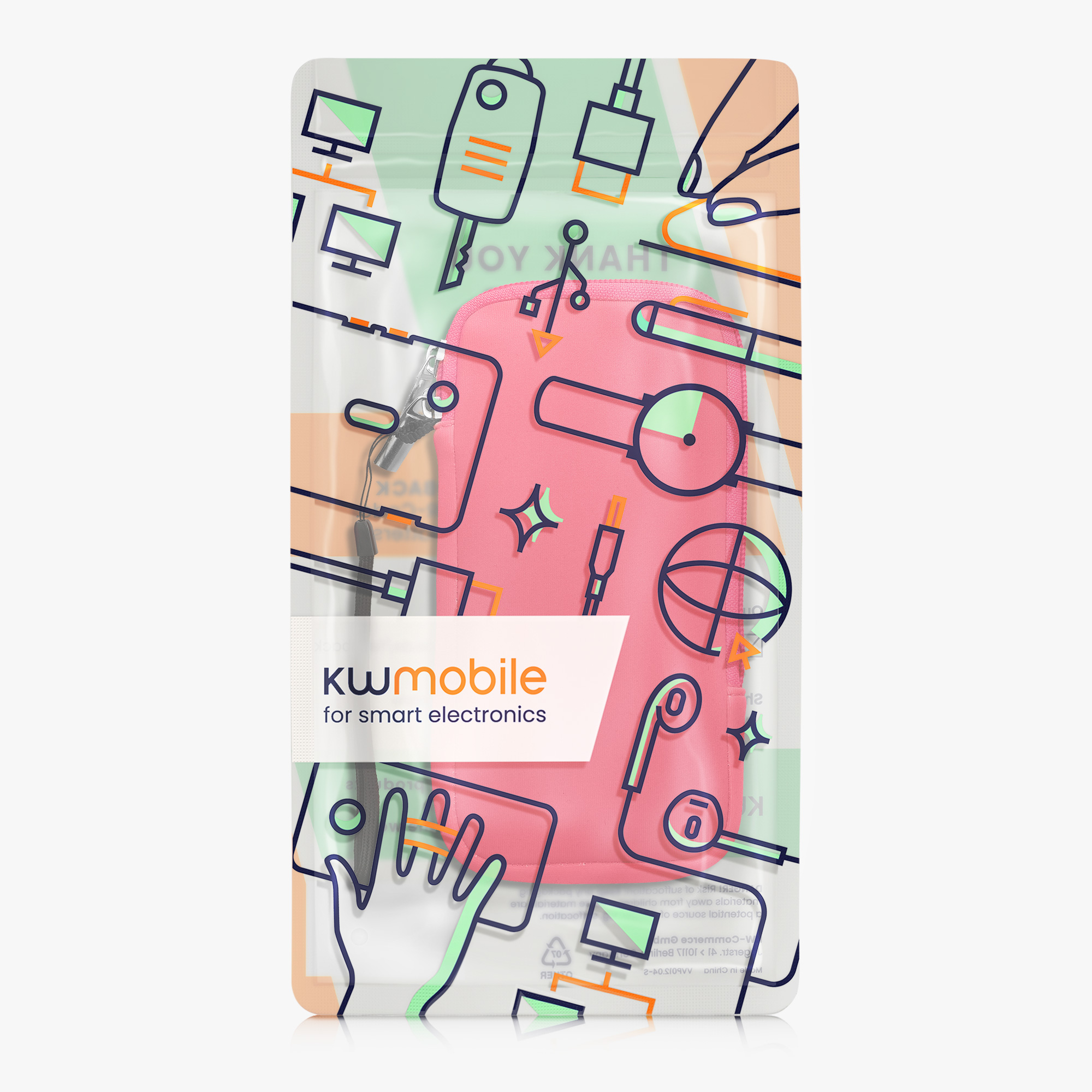 Univerzální pouzdro kwmobile na mobil XL 6,7/6,8" (17,7 x 8,5 cm) - neonově růžová